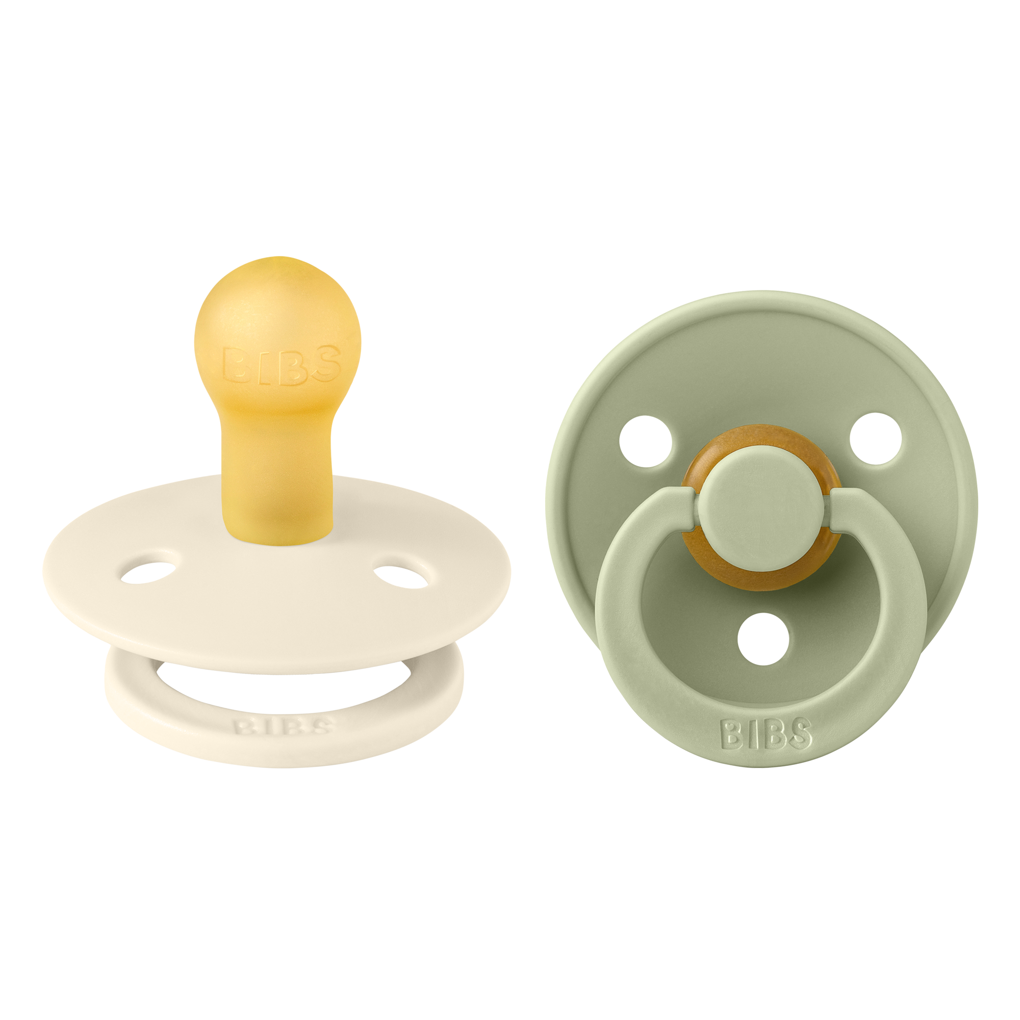 Krémfehér és zsálya natúr kaucsuk cumi már újszülött kortól - BIBS - pippadu