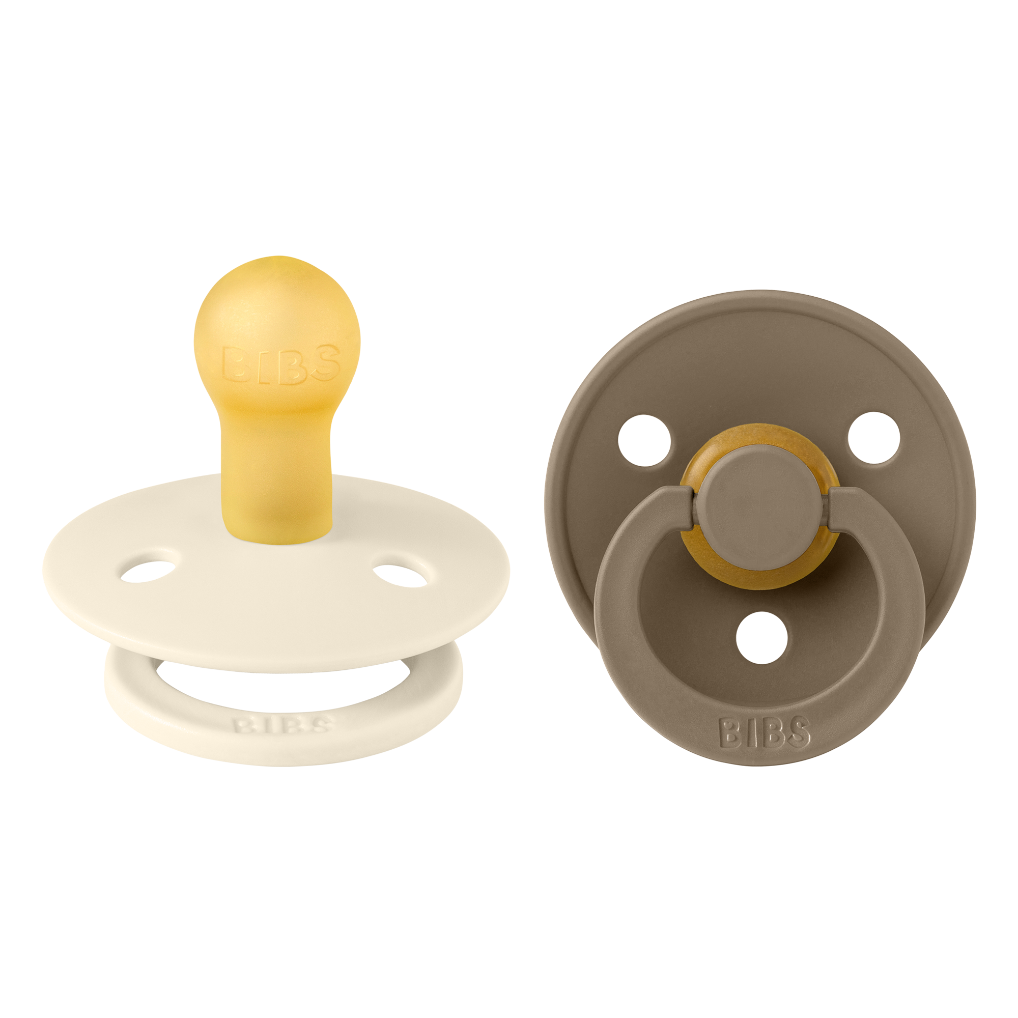 Natúr kaucsuk cumi cseresznye formájú cumifejjel - krémfehér és tölgy - pippadu