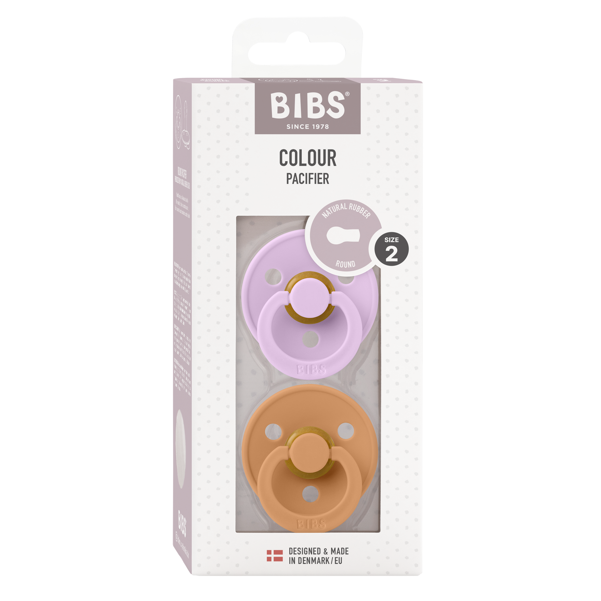 BIBS Colour natúr kaucsuk cumik cseresznye cumifejjel viola és sütőtök színben - pippadu