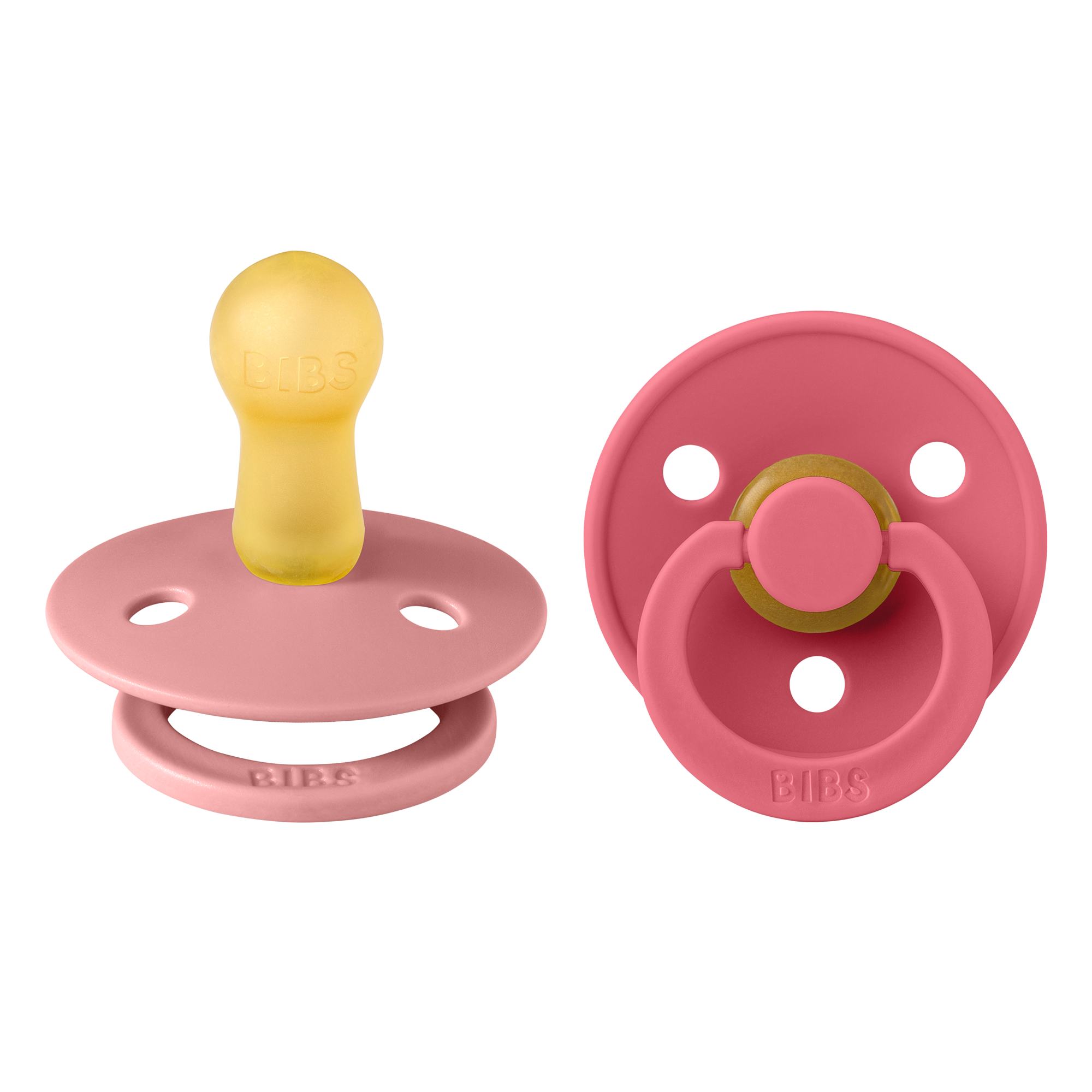 Cseresznye cumi natúr kaucsuk cumifejjel a BIBS márkától - pippadu - tearózsa és korall színekben