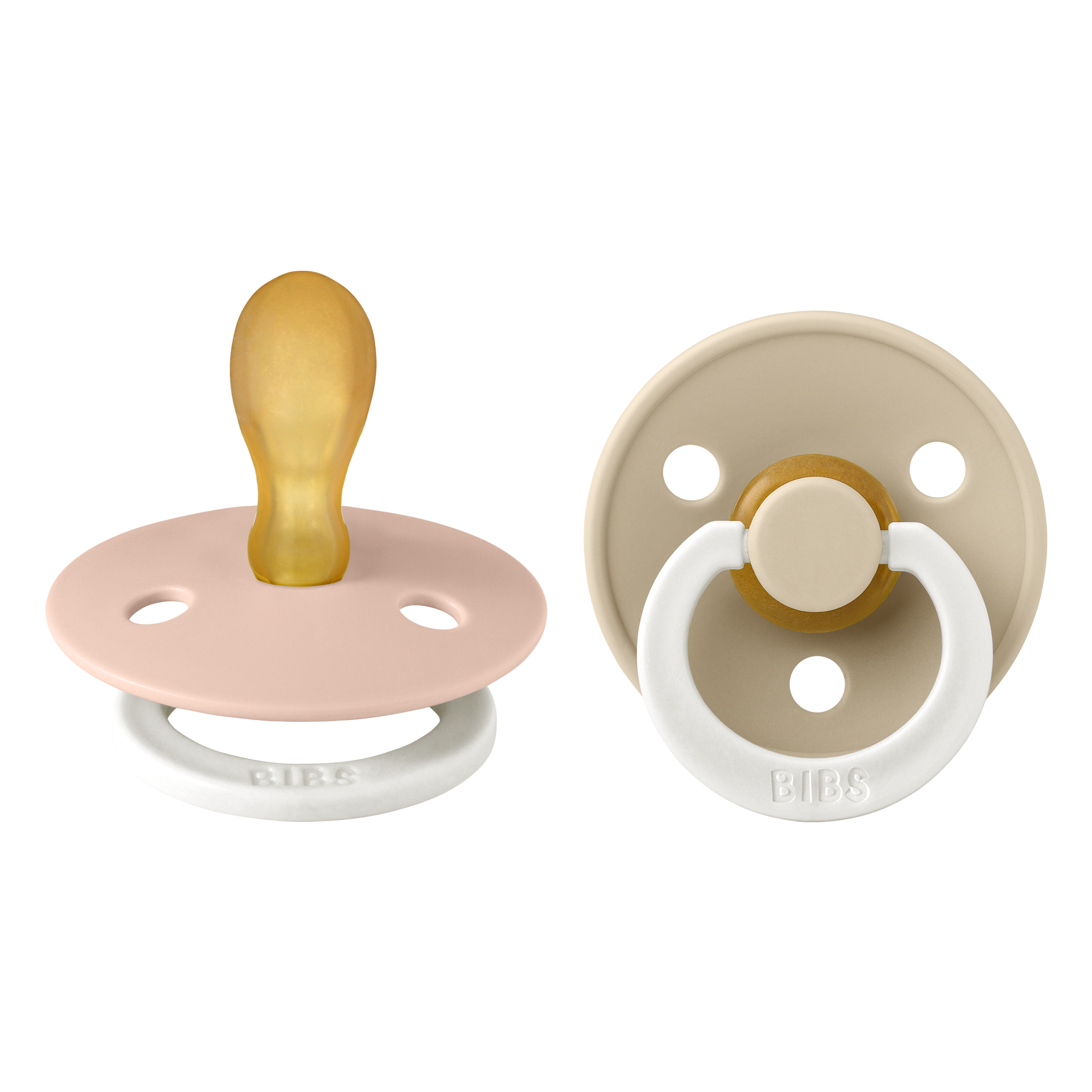 Natúr kaucsuk cumifejjel rendelkező Colour cumi - esti púderrózsaszín és esti vanília - pippadu