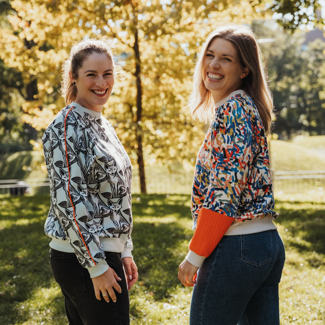 Anya pulóver színjáték és rókamesék mintával a Pippadu polcain - akár baba és mama szettben