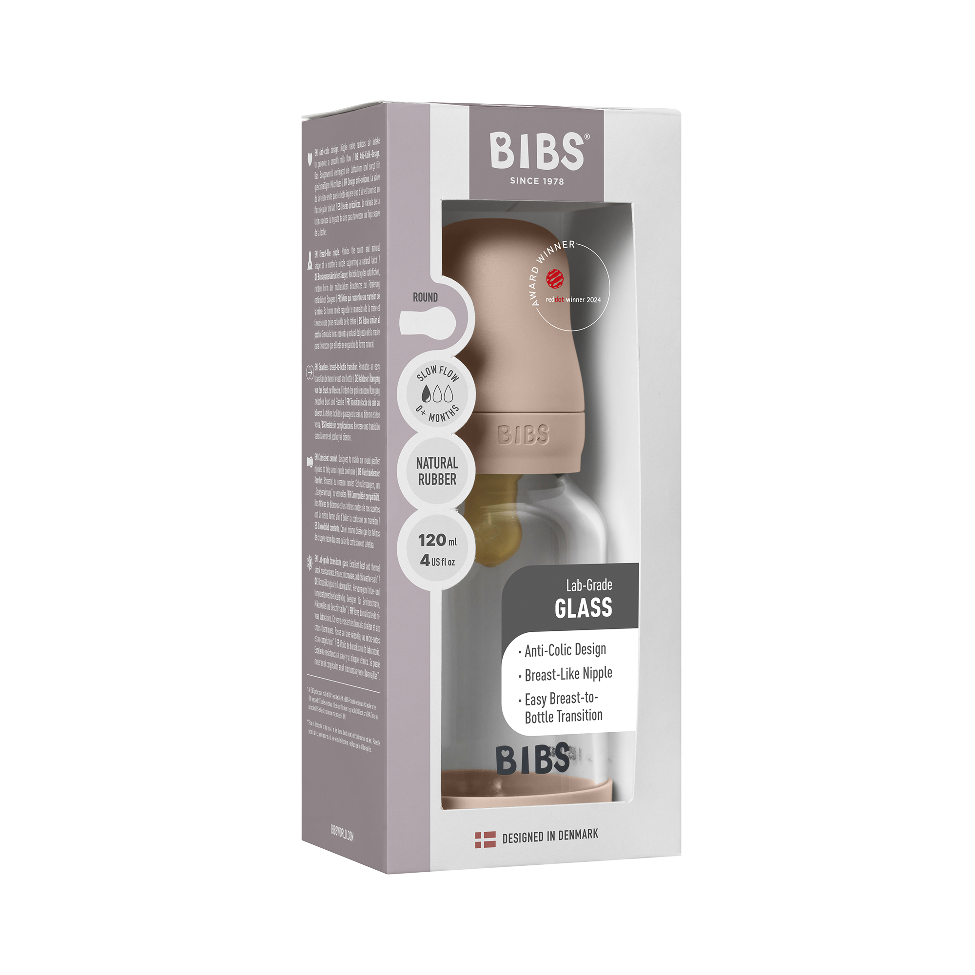 BIBS üveg cumisüvegszett (púderrózsaszín) 120 ml