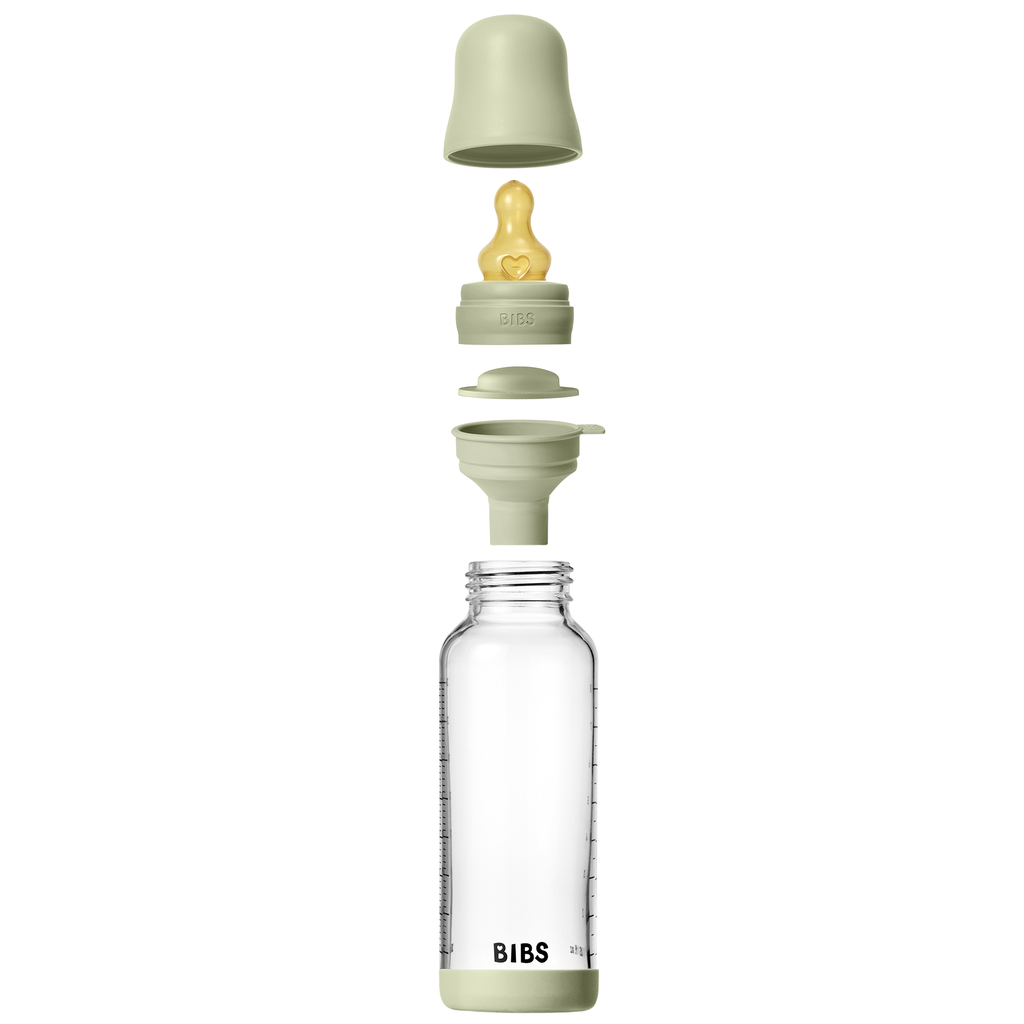 BIBS üveg cumisüvegszett natúr akaucsuk cumifejjel, baba cumisüveg (zsálya) - 240 ml