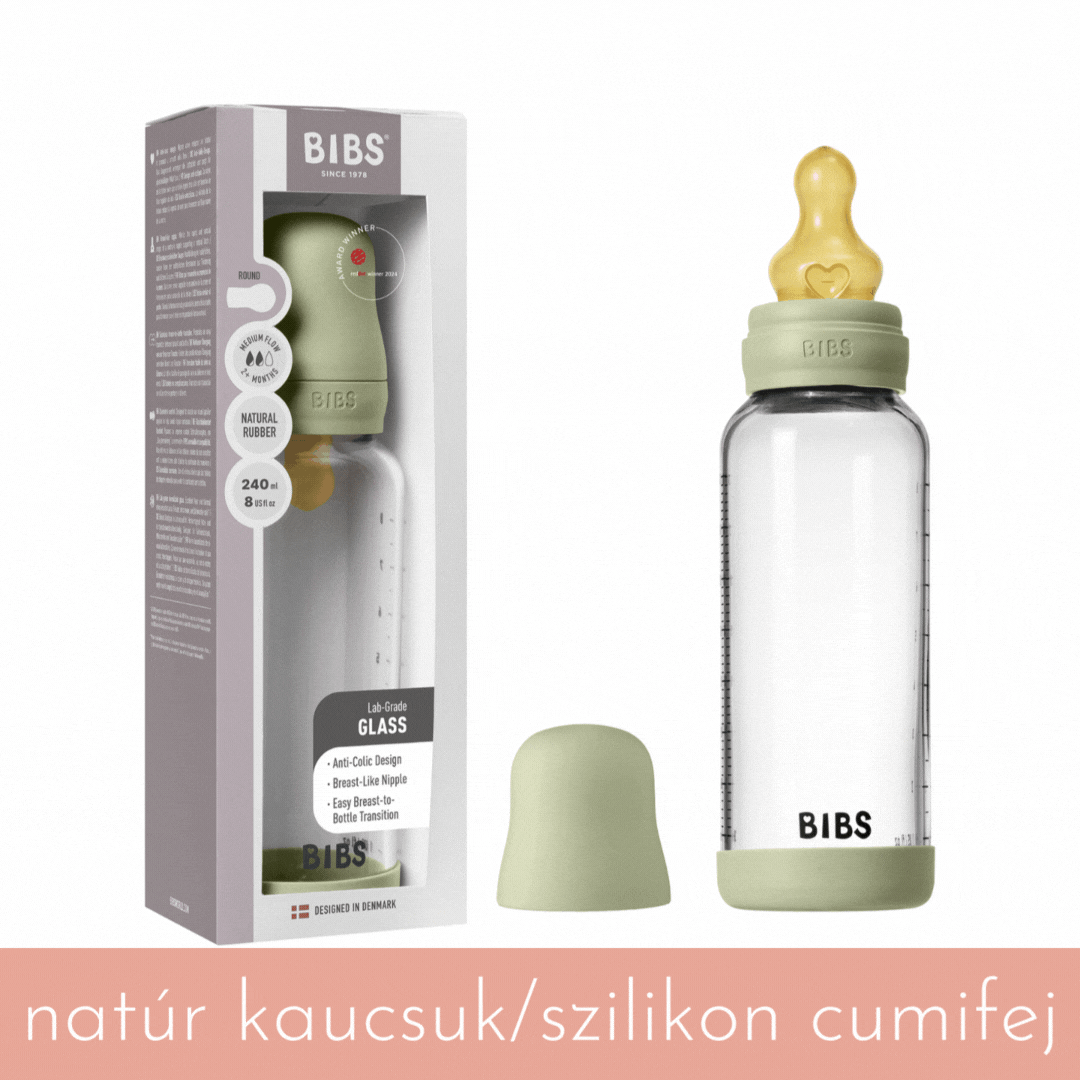 BIBS üveg cumisüvegszett (zsálya) - 240 ml - választható cumifejjel