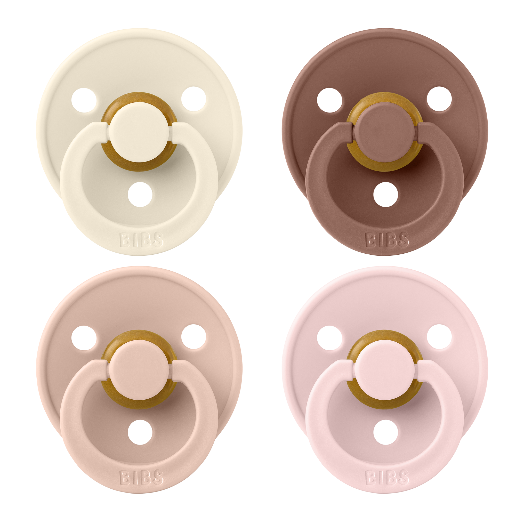 BIBS Colour - krémfehér/púderrózsaszín/mackó/cseresznyevirág (4 db)