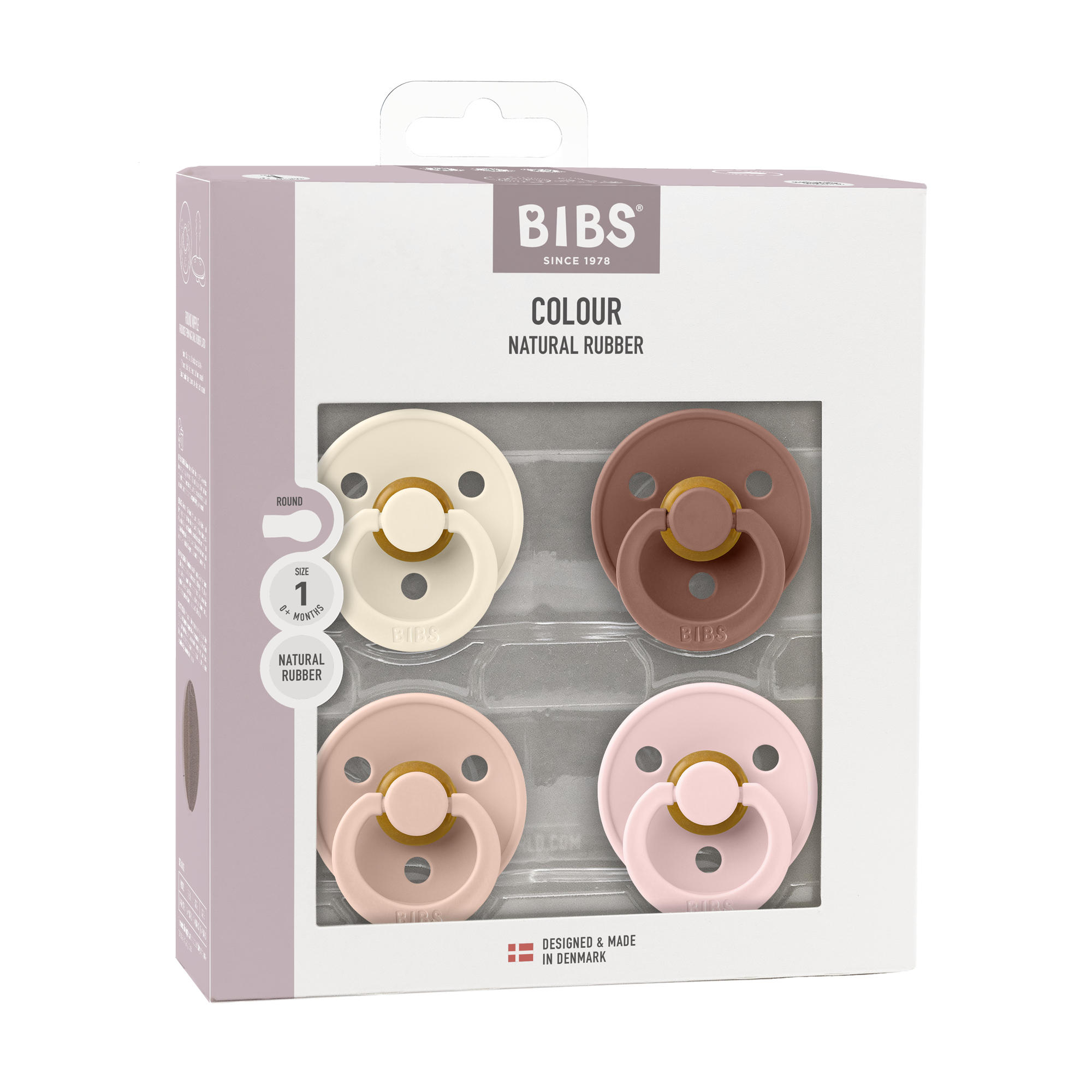 BIBS Colour - krémfehér/púderrózsaszín/mackó/cseresznyevirág (4 db)