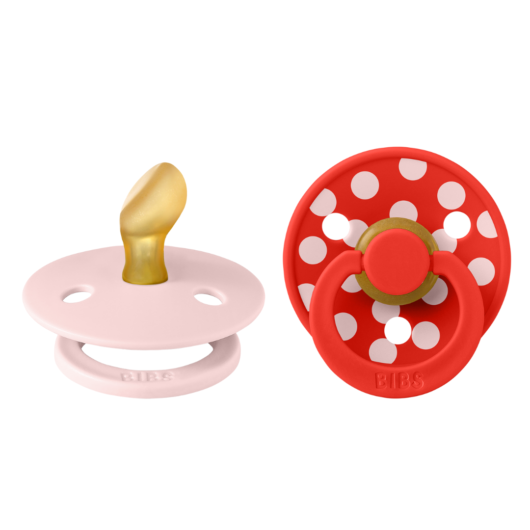 BIBS Studio Polka Colour anatómiai cumifejjel - cseresznyevirág/pirospiros