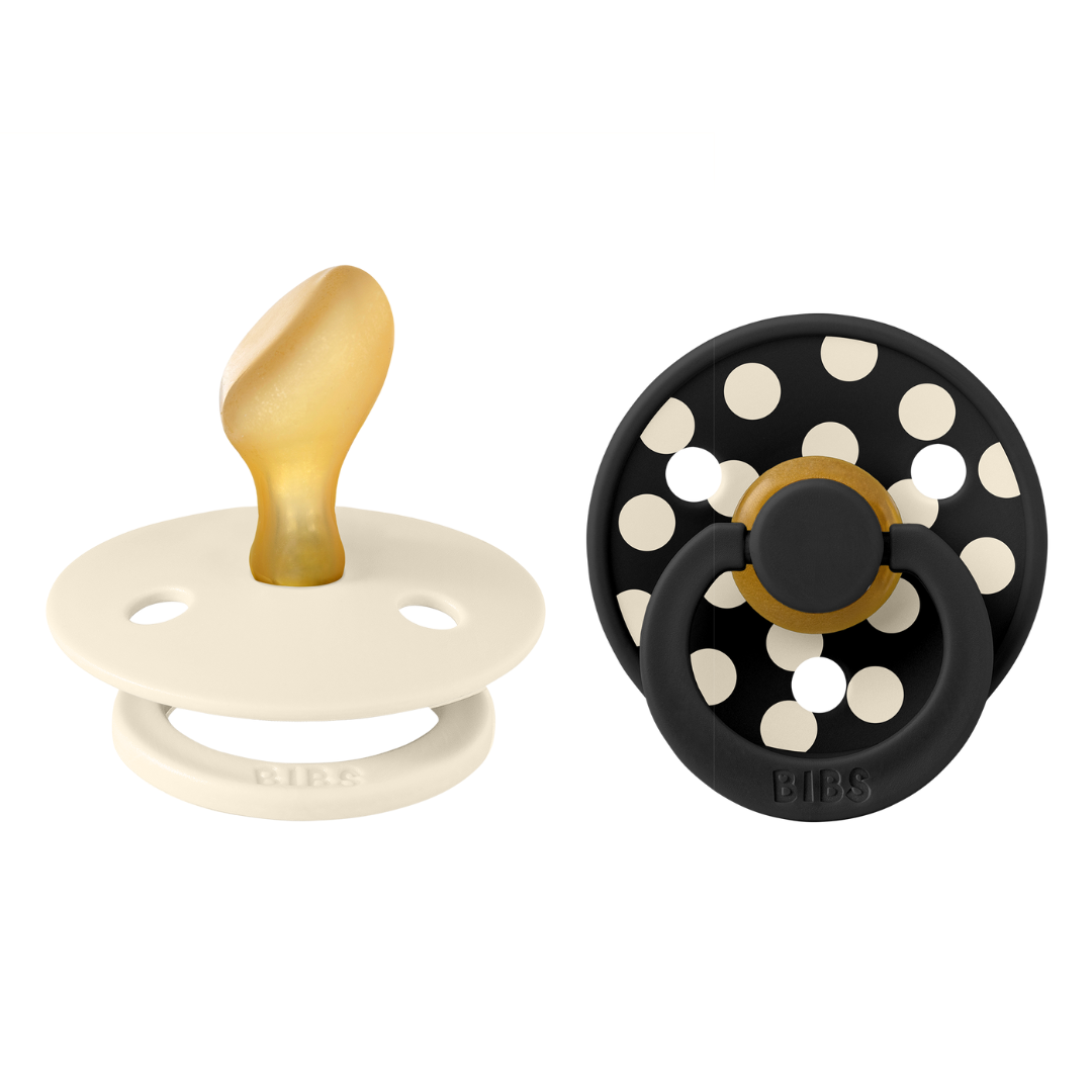 BIBS Studio Polka Colour anatómiai cumifejjel - krémfehér/fekete