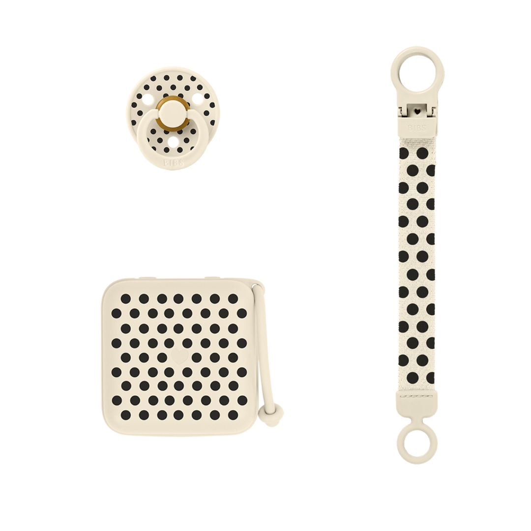 BIBS Studio Polka ajándékcsomag - krémfehér/fekete