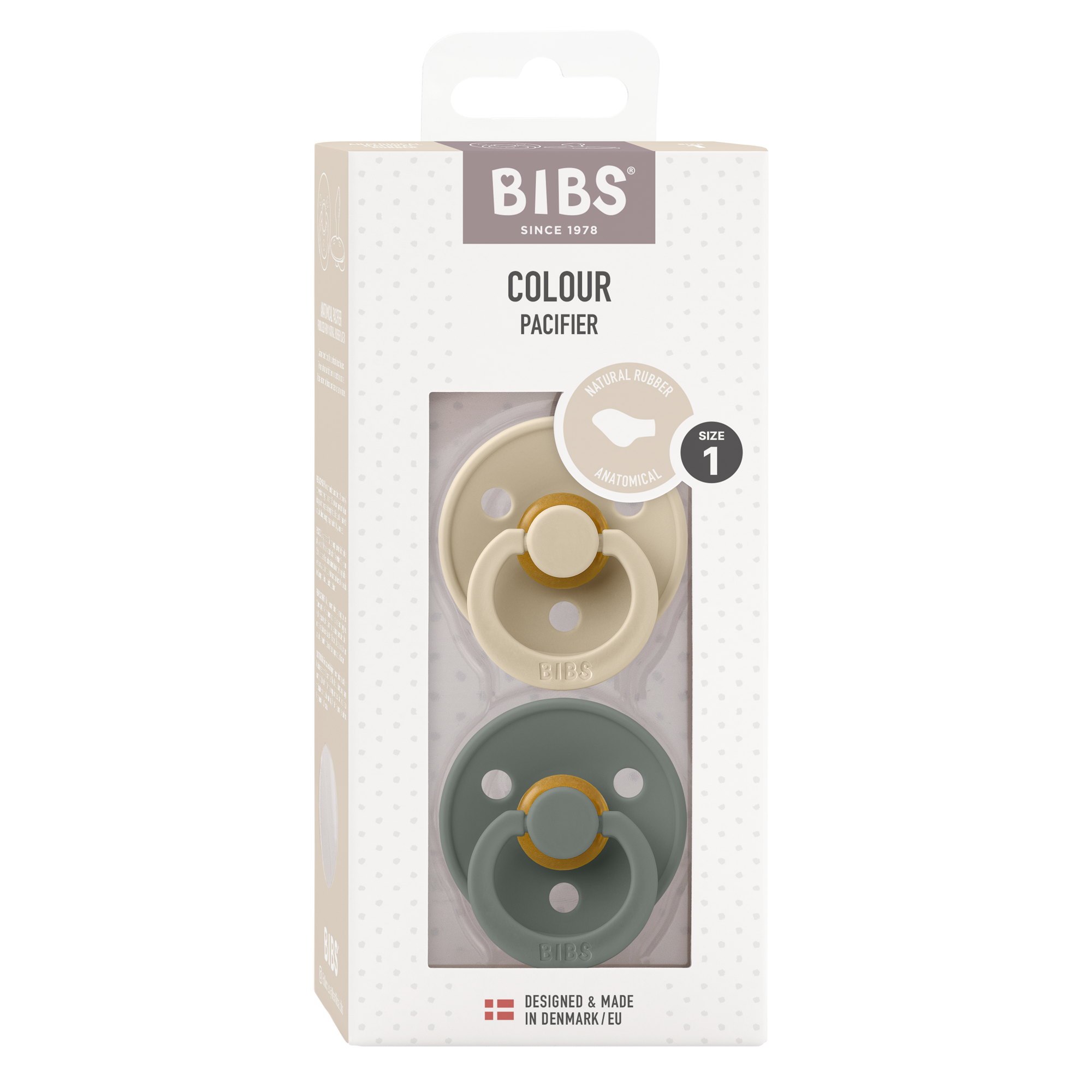 BIBS Colour anatómiai cumifejjel - vanília/fenyőzöld (2 db)