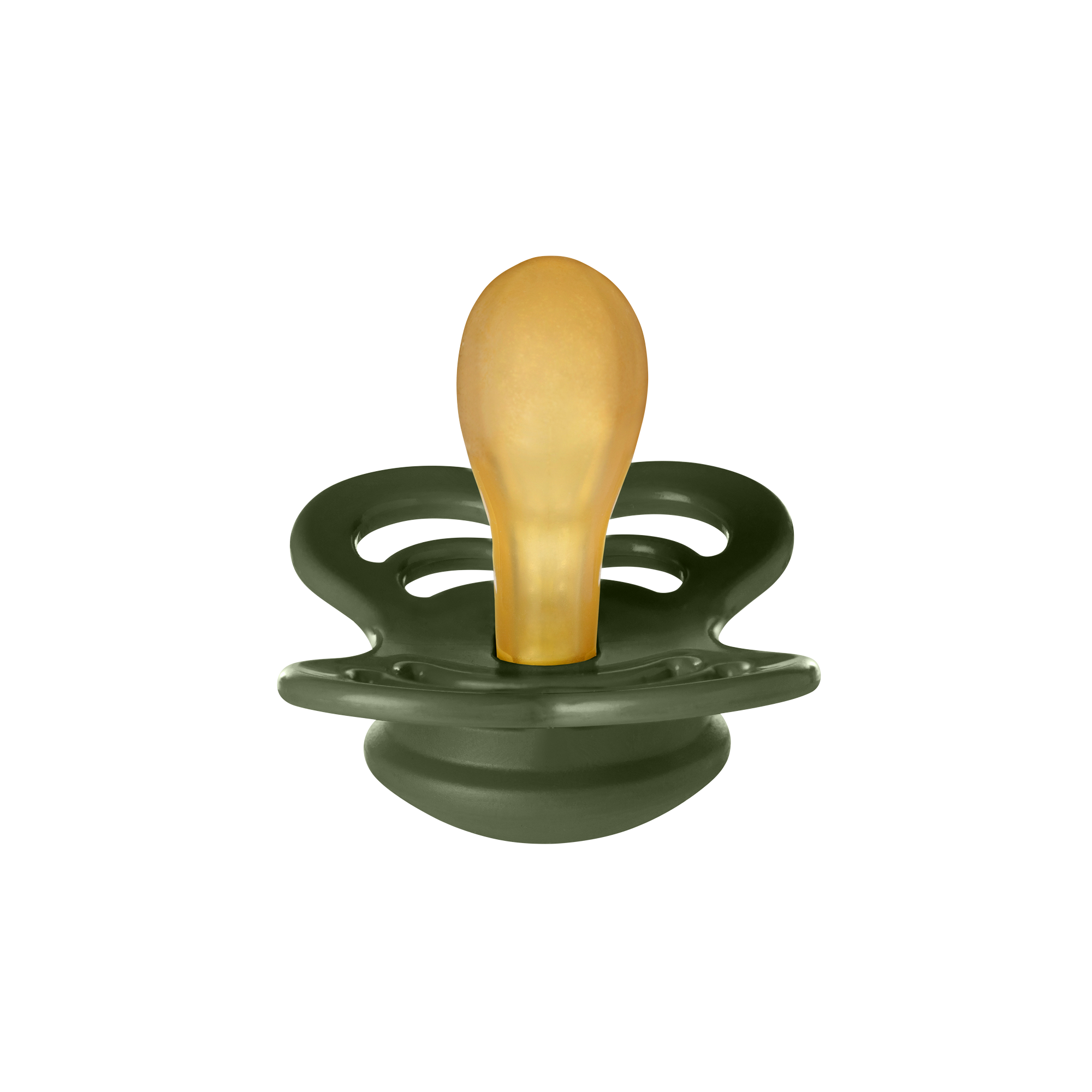 BIBS Supreme cumi - terepzöld - natúr kaucsuk cumifejjel, 6-36 hónapos korig