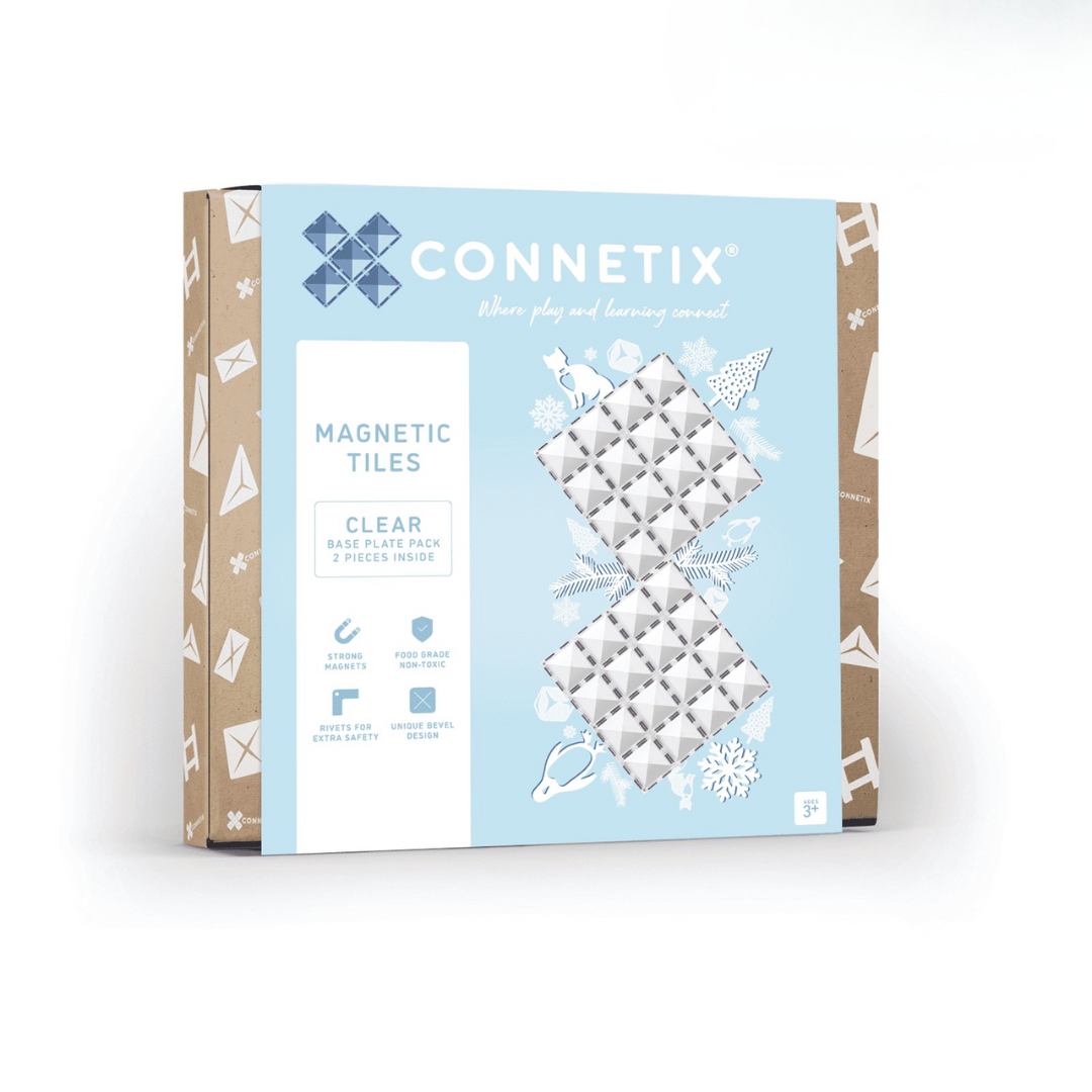 CONNETIX mágneses építőjáték (átlátszó) – Base Plate Pack 2 db-os készlet doboza