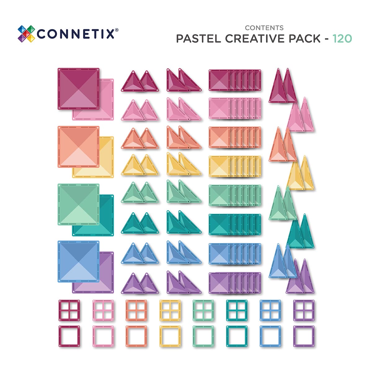 Connetix mágneses építőjáték (pasztell) - Creative Pack (120 db)