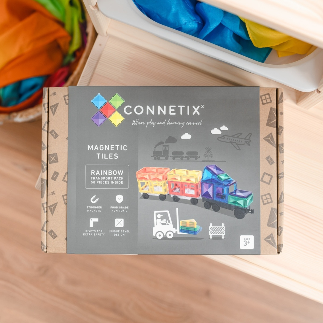 Connetix mágneses építőjáték (szivárvány) - Transport Pack (50 db)