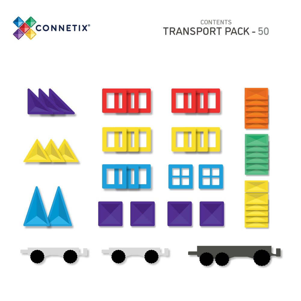 Connetix mágneses építőjáték (szivárvány) - Transport Pack (50 db)