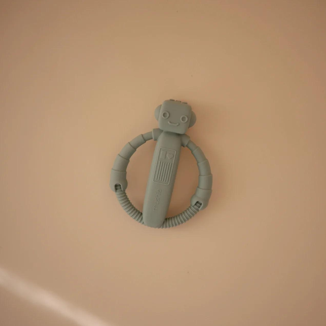 Csörgő rágóka - robotka (halvány türkiz)