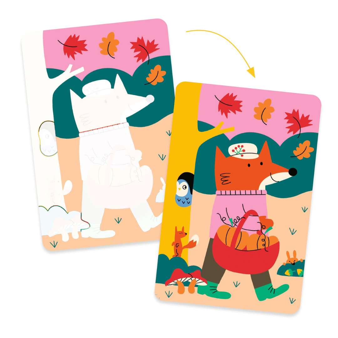 Djeco vízzel színező őszi kép rókával, hulló levelekkel