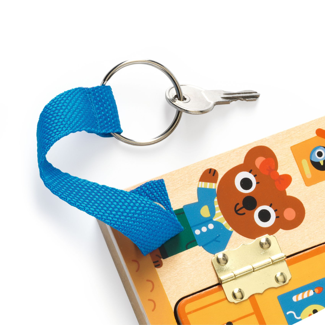 Djeco kulcsos zár az Ügyesítő játékban: Bezáró-kinyitó - Cabanalock