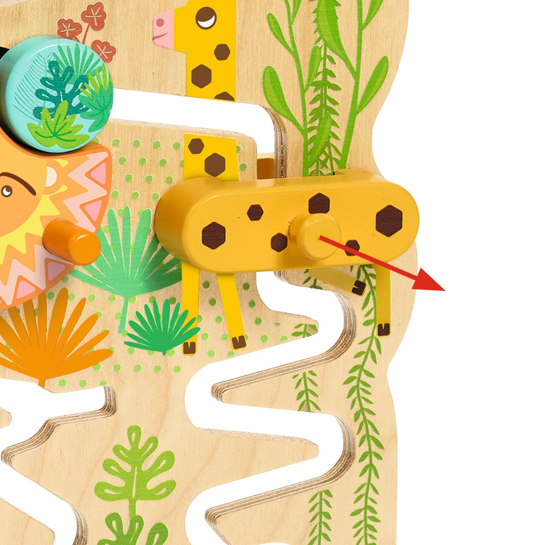 Szortírozó Cascadou pálya a Djeco márkától - zsiráf és orosztlán formákkal