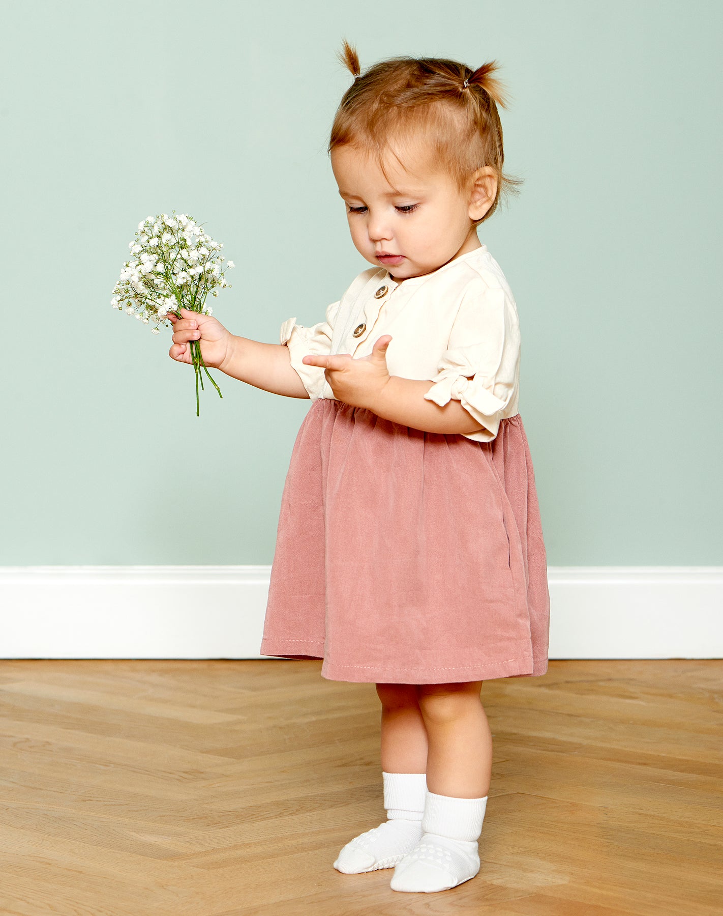 GoBabyGo tapadós baba és gyerek bambusz zokni - krémfehér