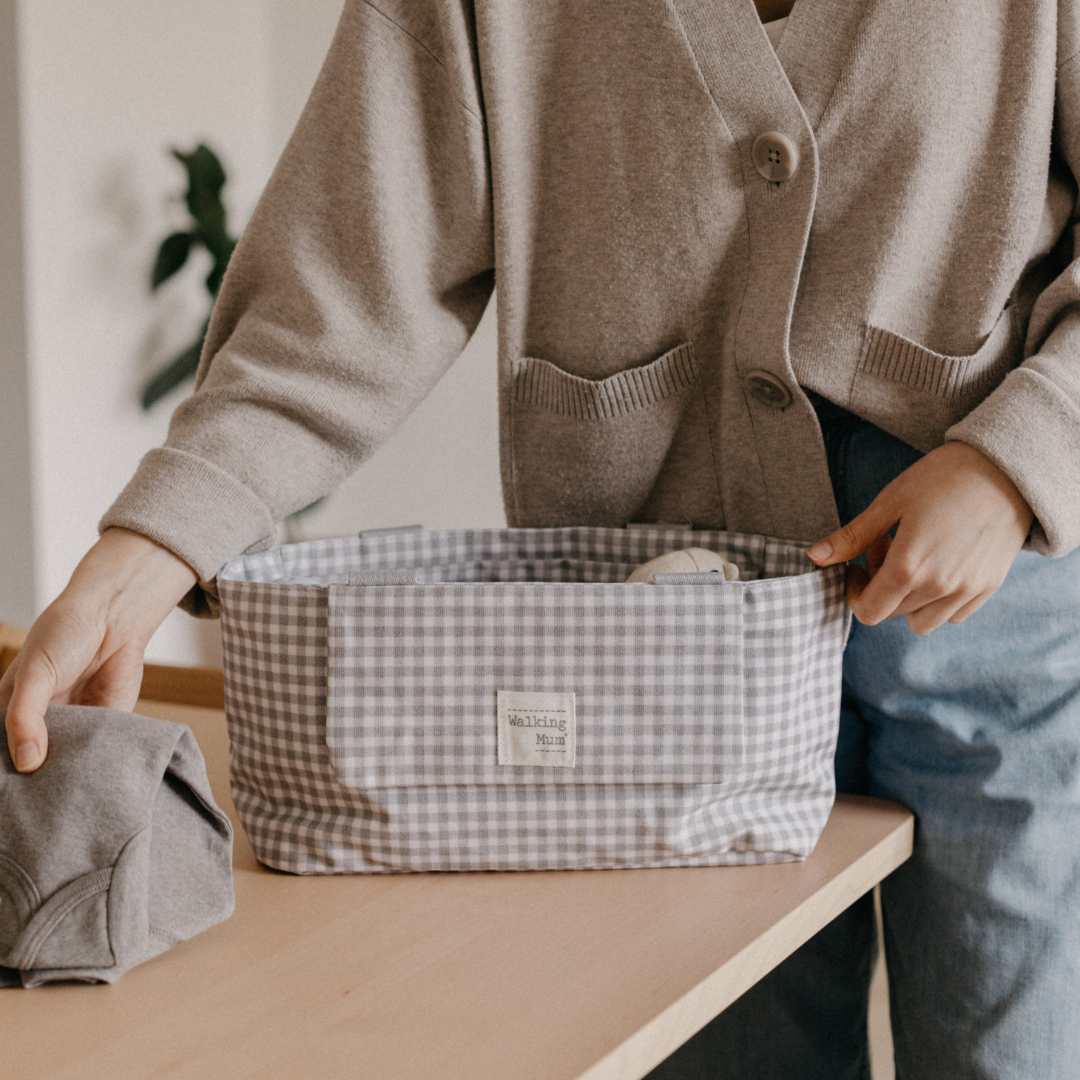 Babakocsi táska - I love Vichy (Szürke)