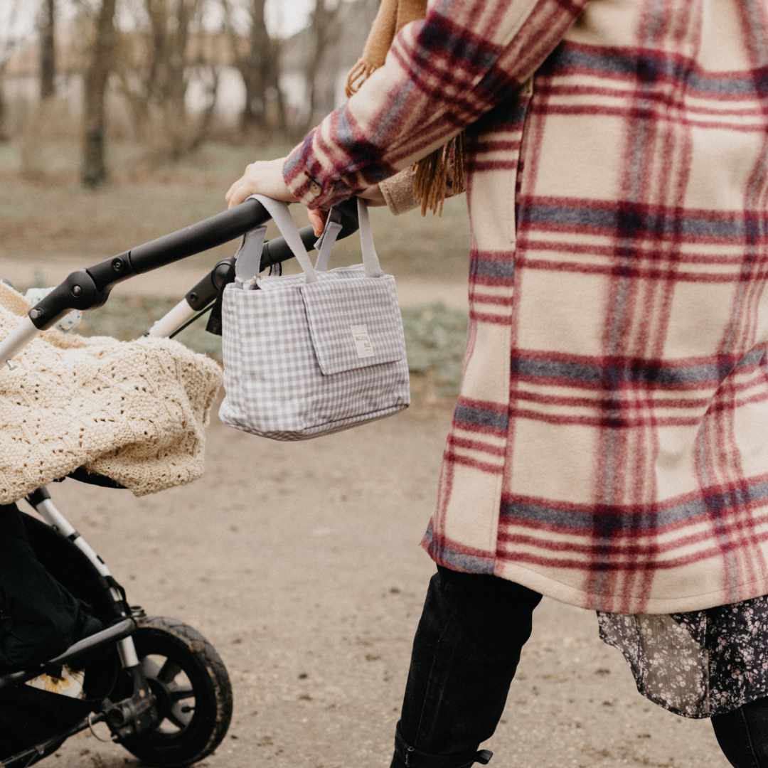 Babakocsi táska - I love Vichy (Szürke)