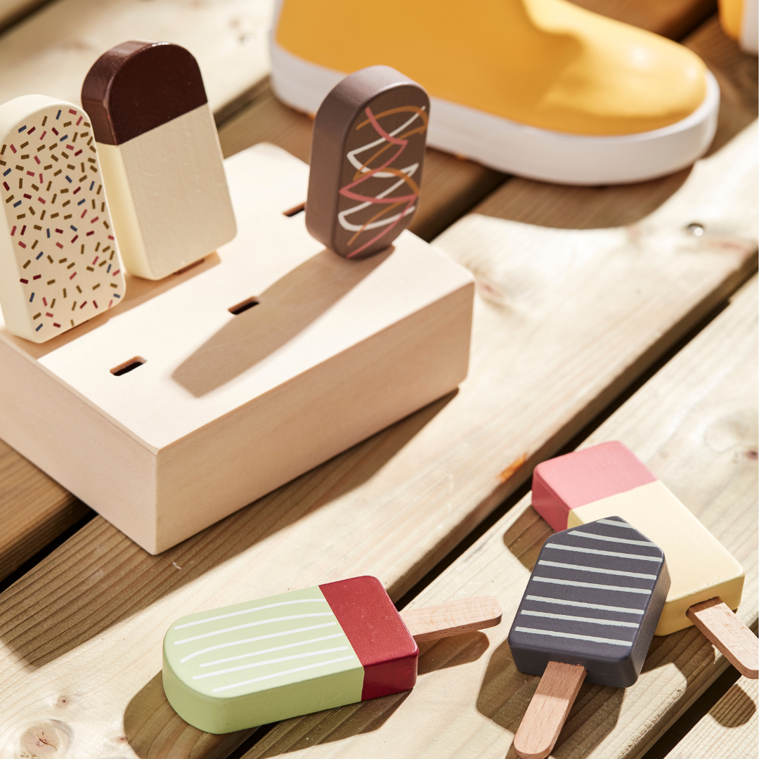 Játék jégkrémek fa ládikóban gyerekeknek