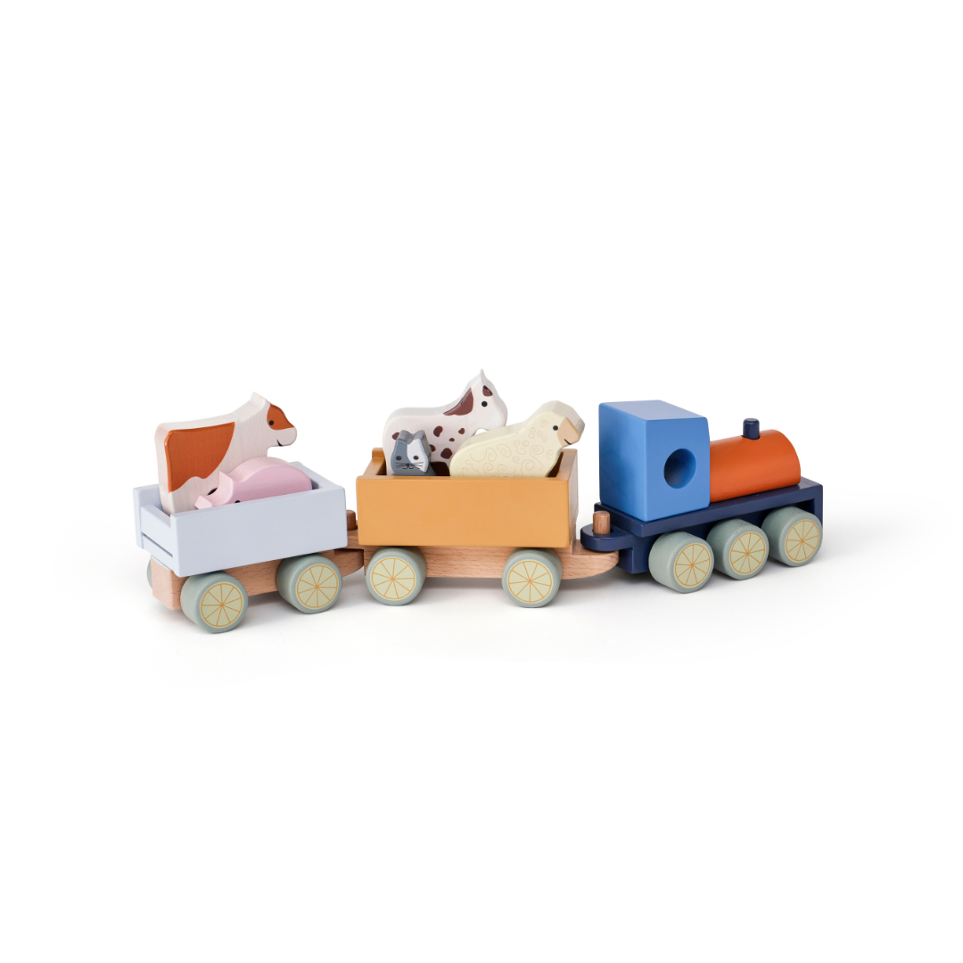 Kid's Concept fa vonat tanyasi állatokkal