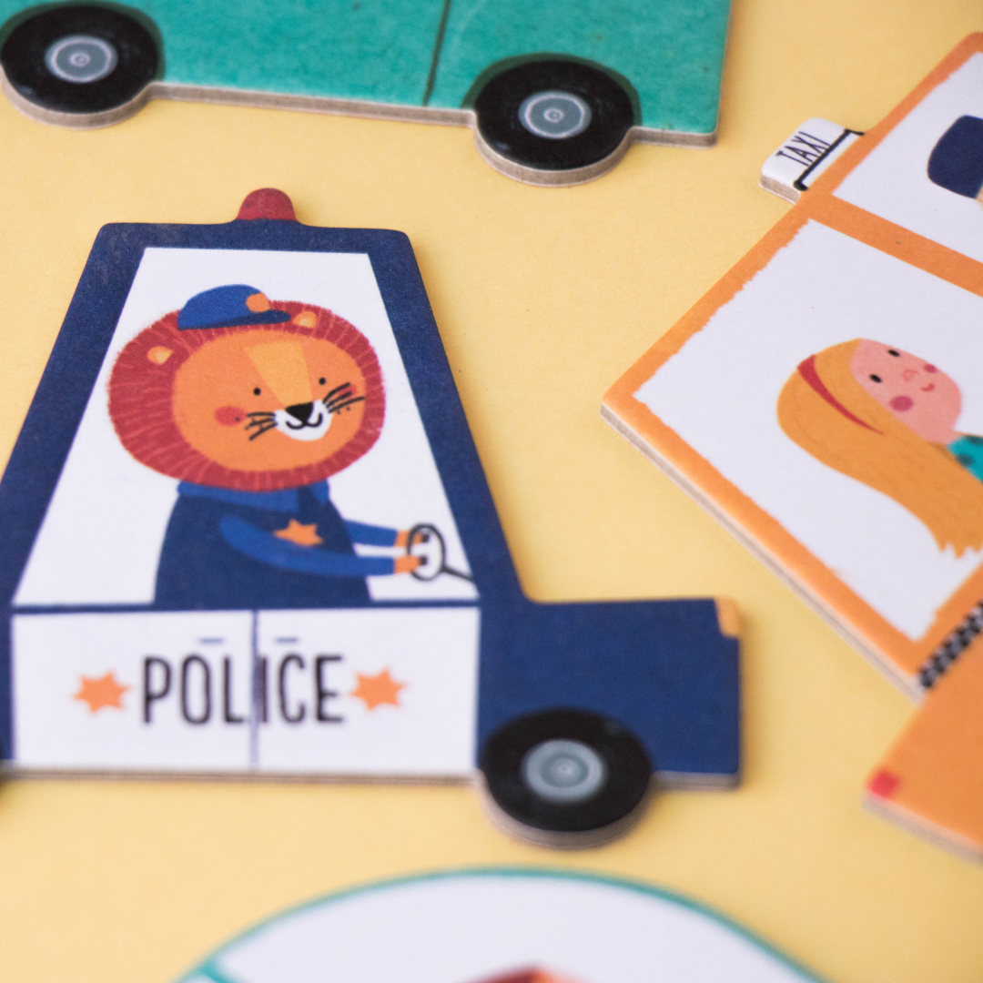 londji autós puzzle Pippadu polcain - rendőrautó