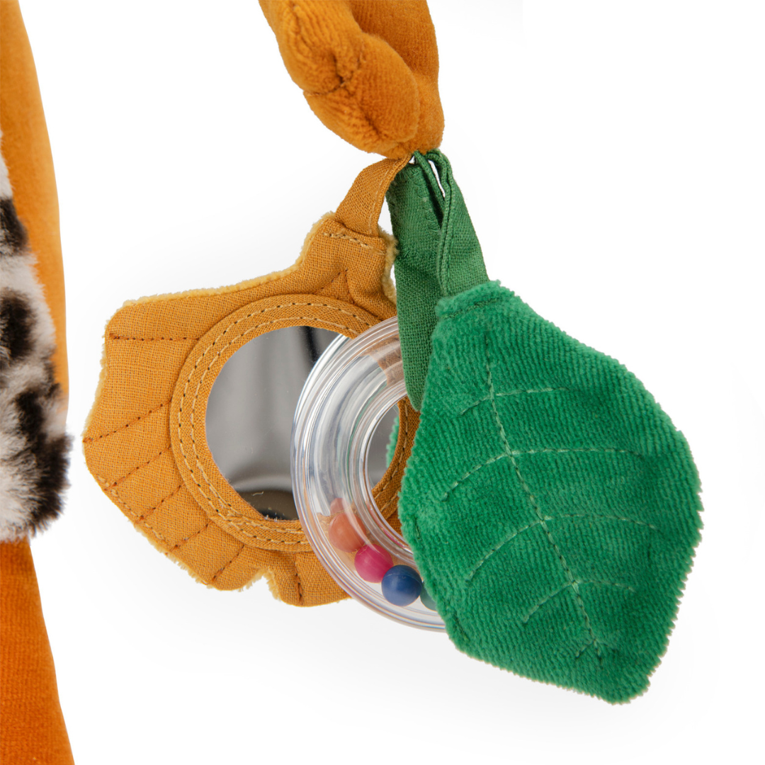 Moulin Roty Taige leopárd baba készségfejlesztő játék különböző textúrákkal