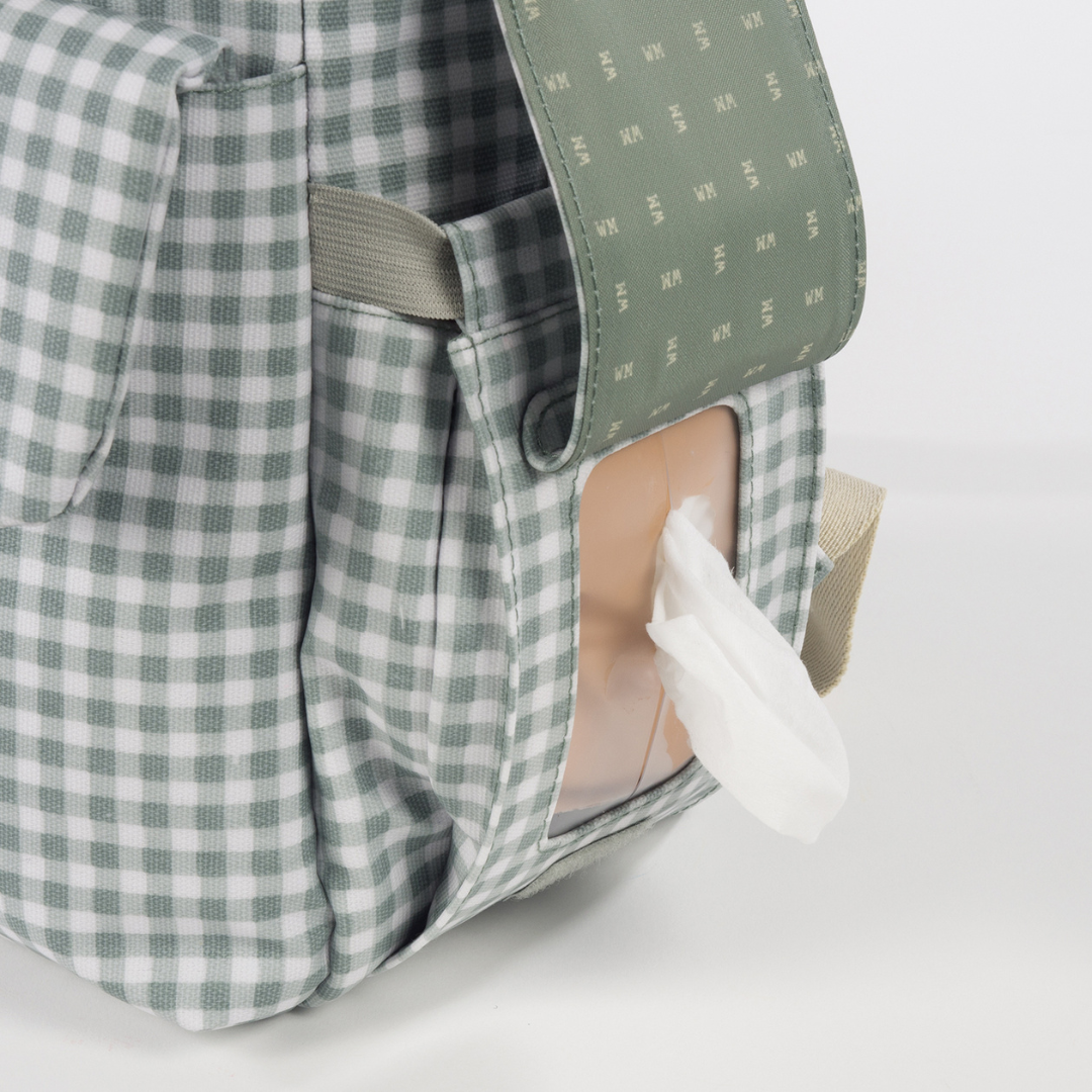 Pelenkázó hátizsák - I love Vichy (Zöld)