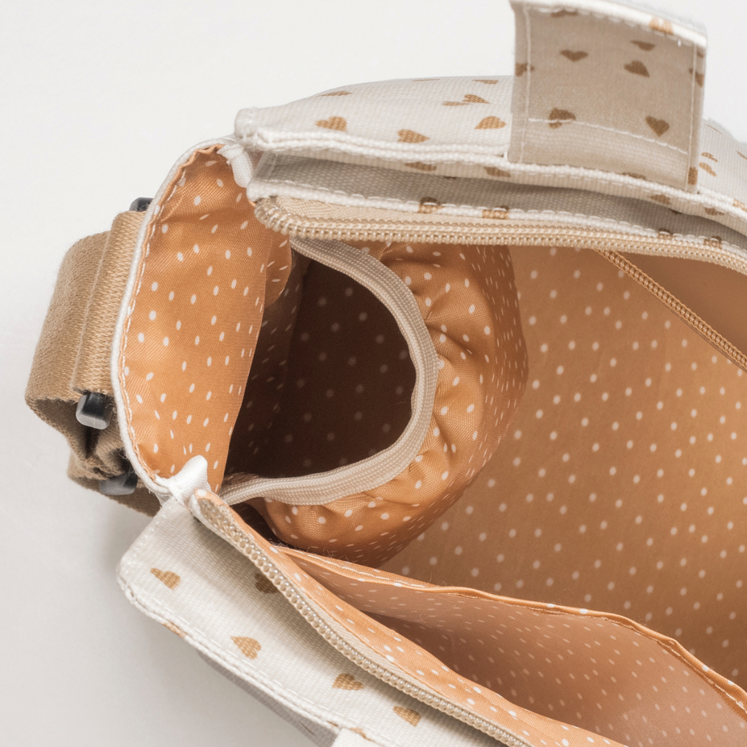 Pelenkázó hátizsák - Pöttyös (Fahéj)