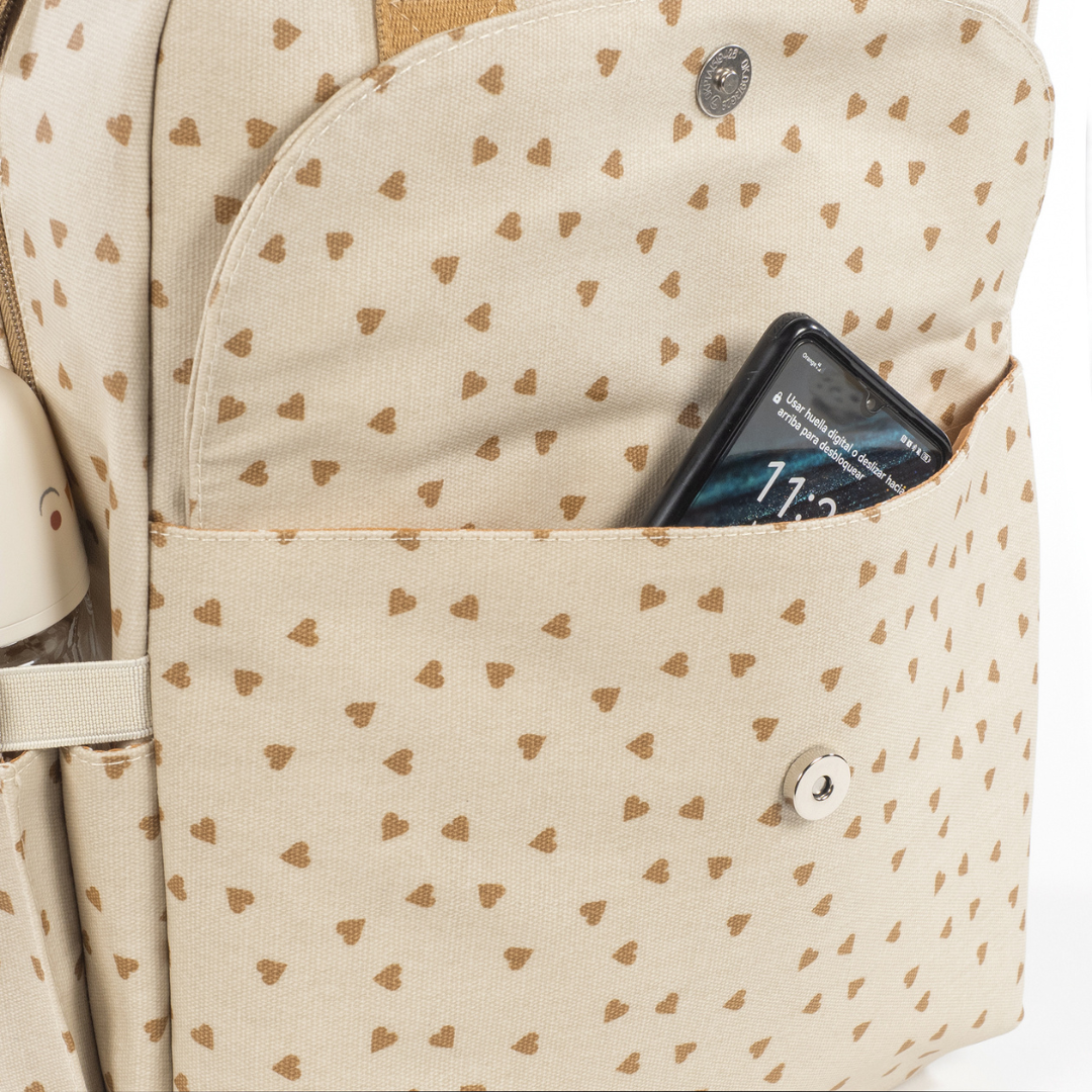 Pelenkázó hátizsák - Pöttyös (Fahéj)