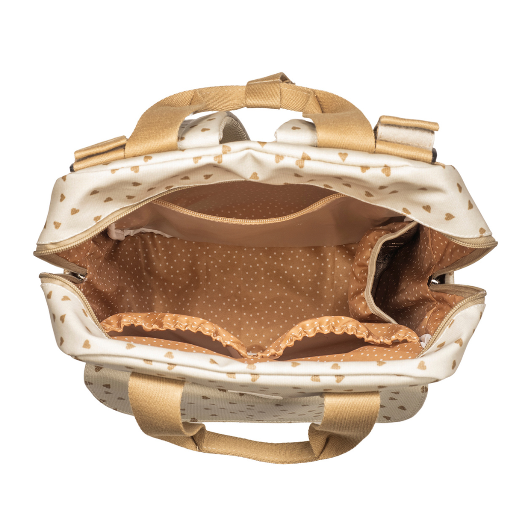 Pelenkázó hátizsák - Pöttyös (Fahéj)