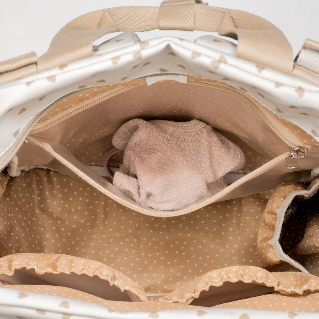 Pelenkázó hátizsák - Pöttyös (Fahéj)