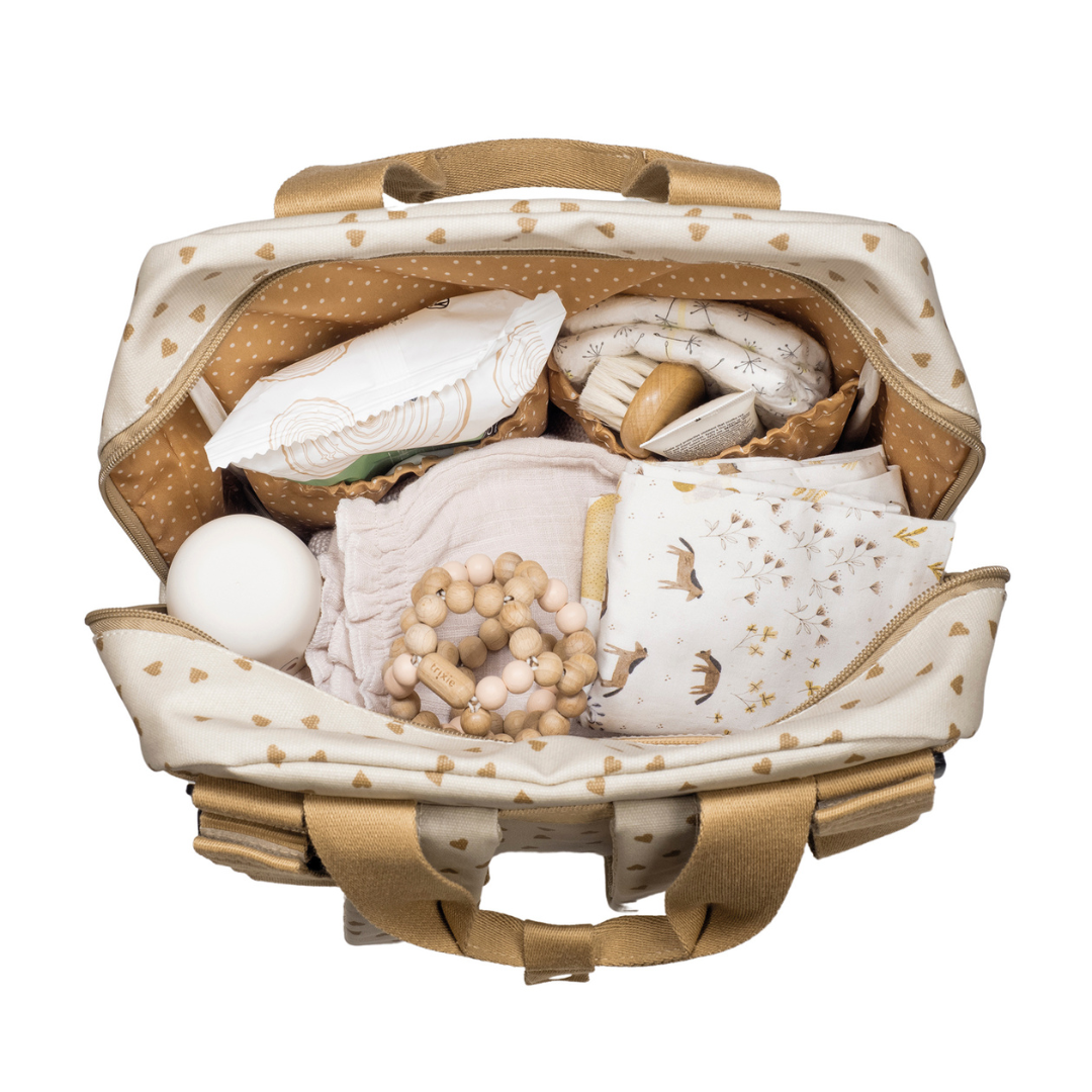 Pelenkázó hátizsák - Pöttyös (Fahéj)