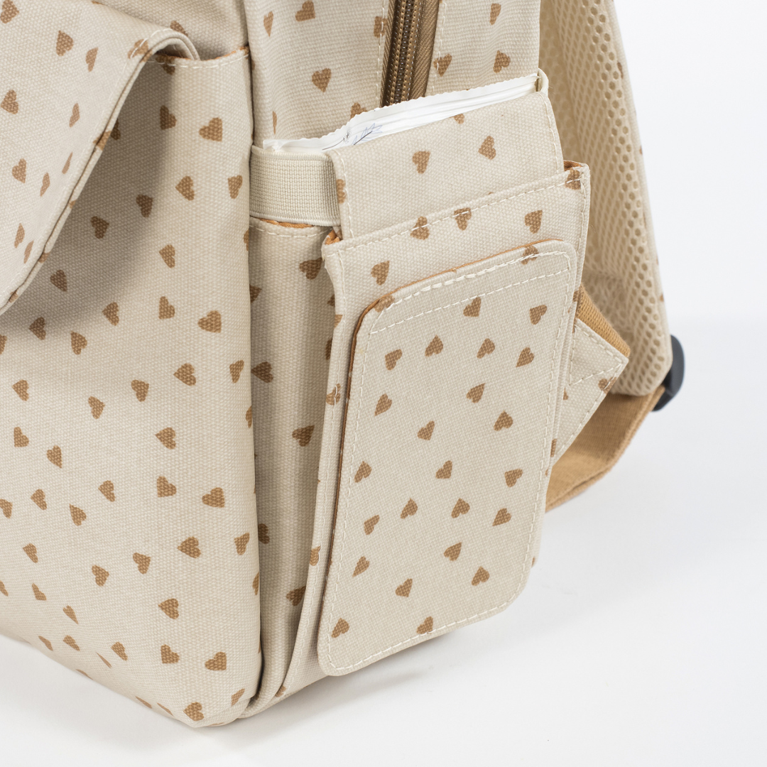 Pelenkázó hátizsák - Pöttyös (Fahéj)