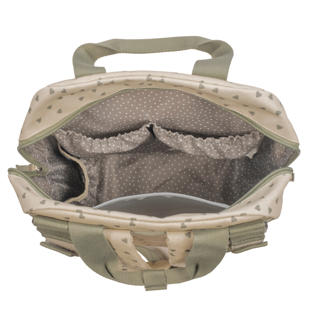 Pelenkázó hátizsák - Pöttyös (Olíva)