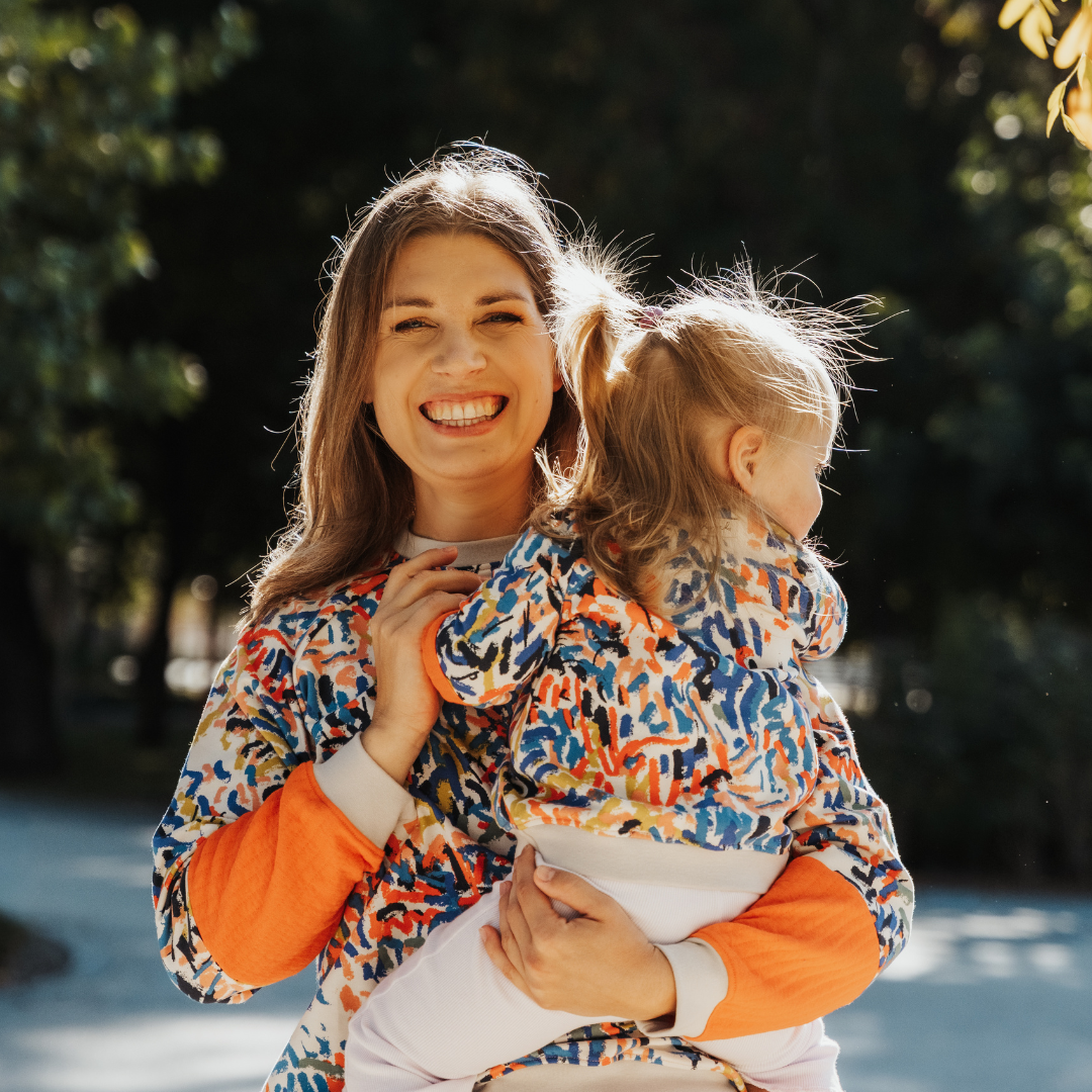 Pippadu anya pulóver színjáték mandarin ujjbetéttel - akár baba és mama szettben