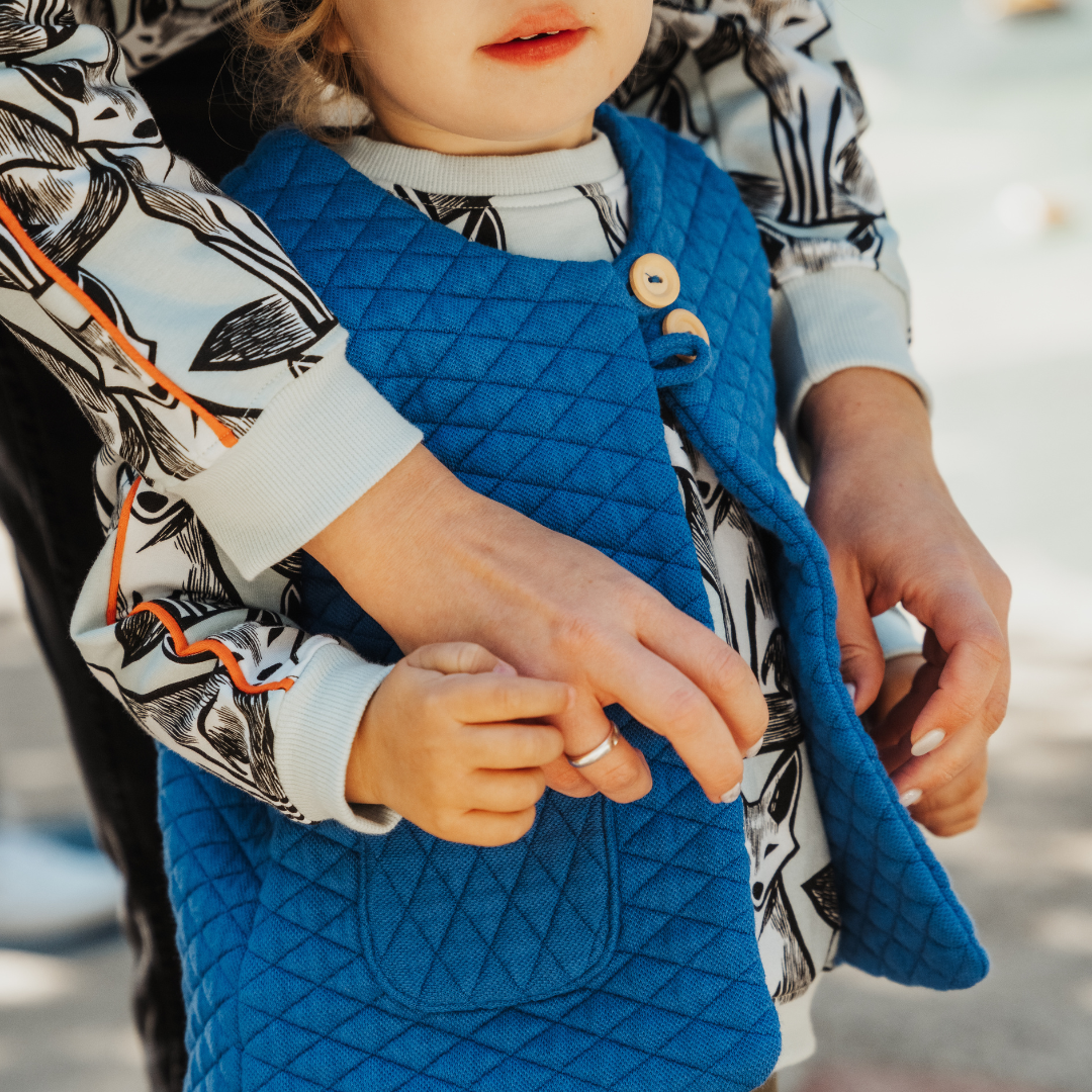 Gyerek gombos mellény - tengerkék