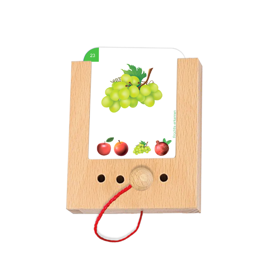 Puncho kiegészítő kártyacsomag fa tanulódobozhoz Gyümölcsök témában - 2 éves kortól