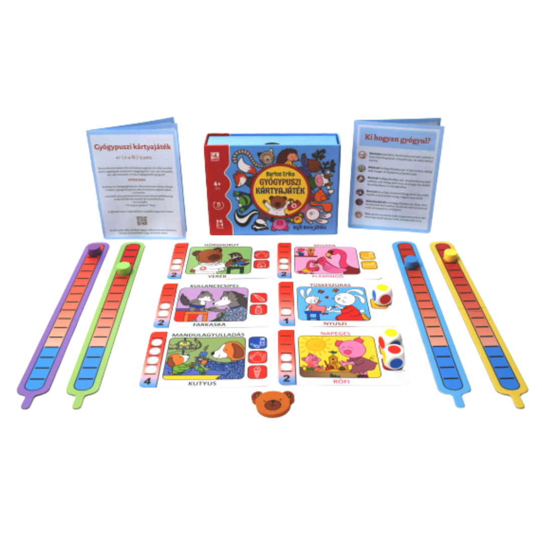 Bojti Anna Gyógypuszi kártyajáték Bartos Erika illusztrációival