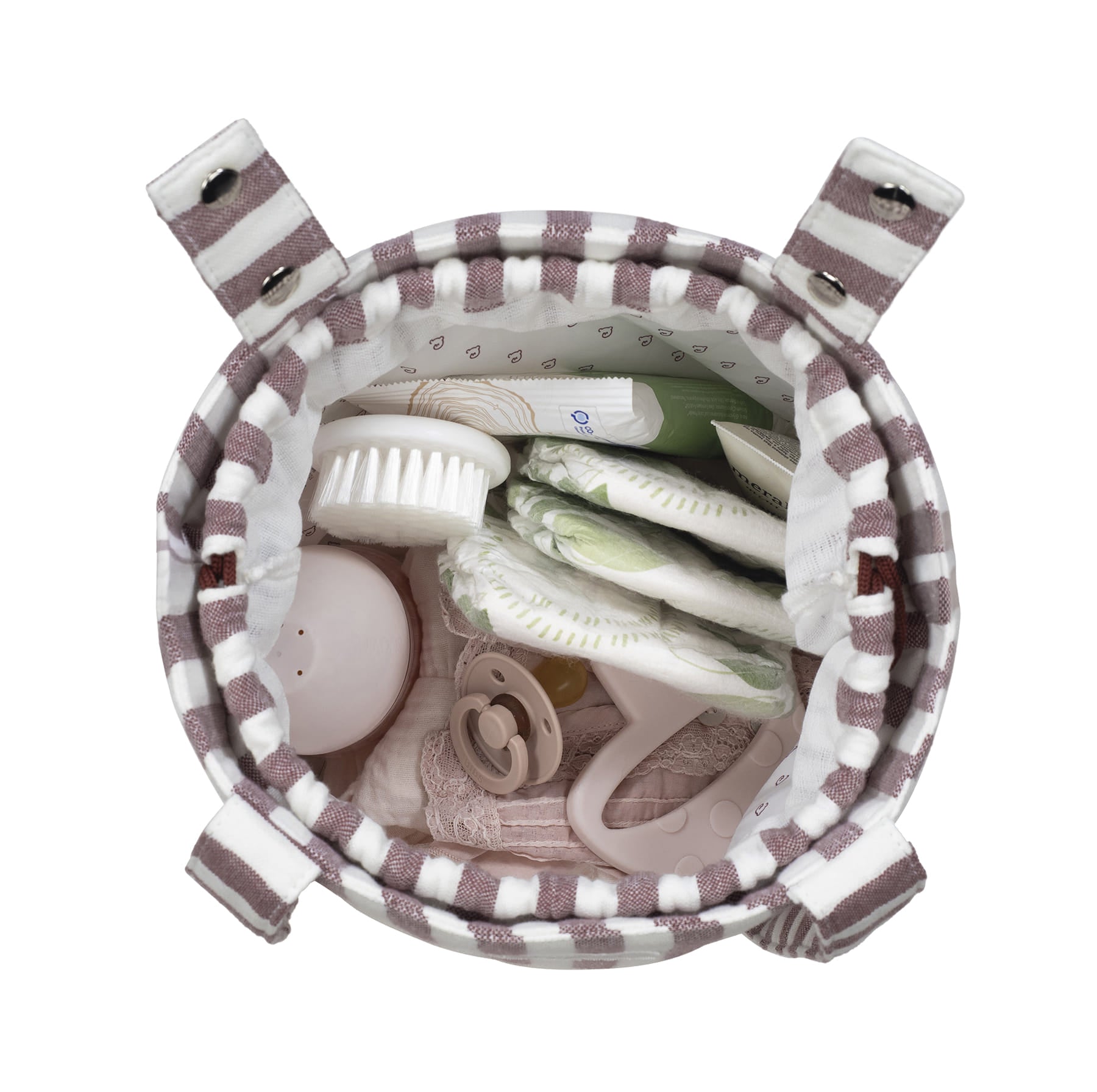 Cherry csíkos mintás kézitáska belső rendszerezése pelenkázó táskaként