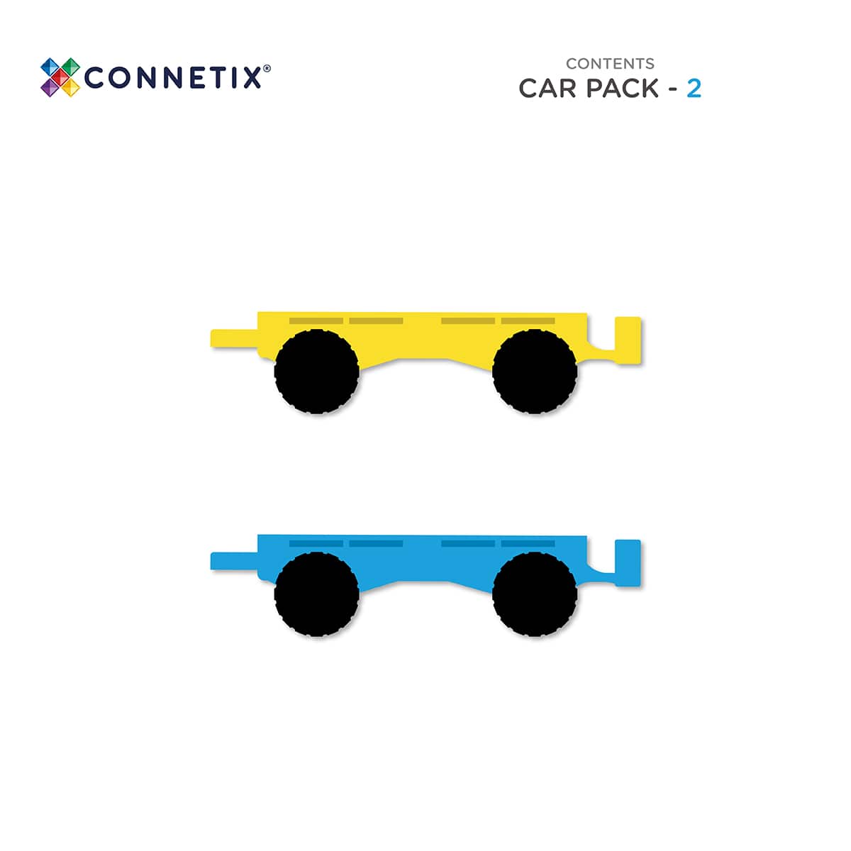 Connetix mágneses építőjáték (szivárvány) - Car Pack (2 db) csomag részei