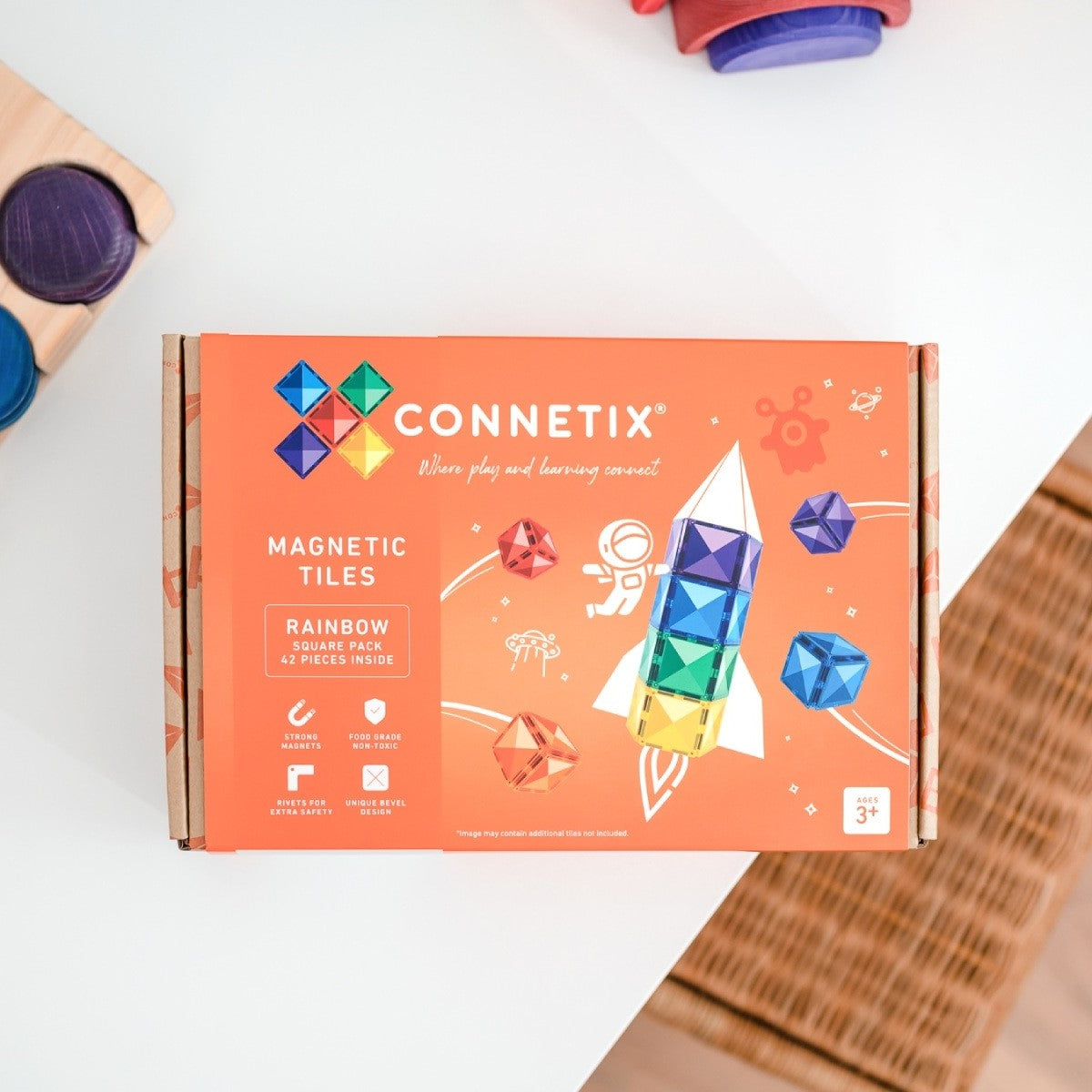 CONNETIX mágneses építőjáték (szivárvány) - Square Pack (42 db)