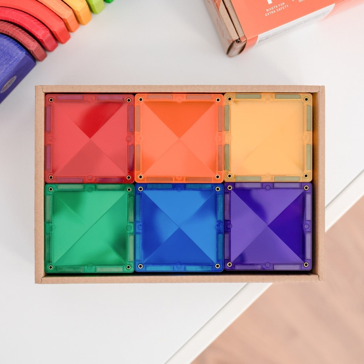 CONNETIX mágneses építőjáték (szivárvány) - Square Pack (42 db)