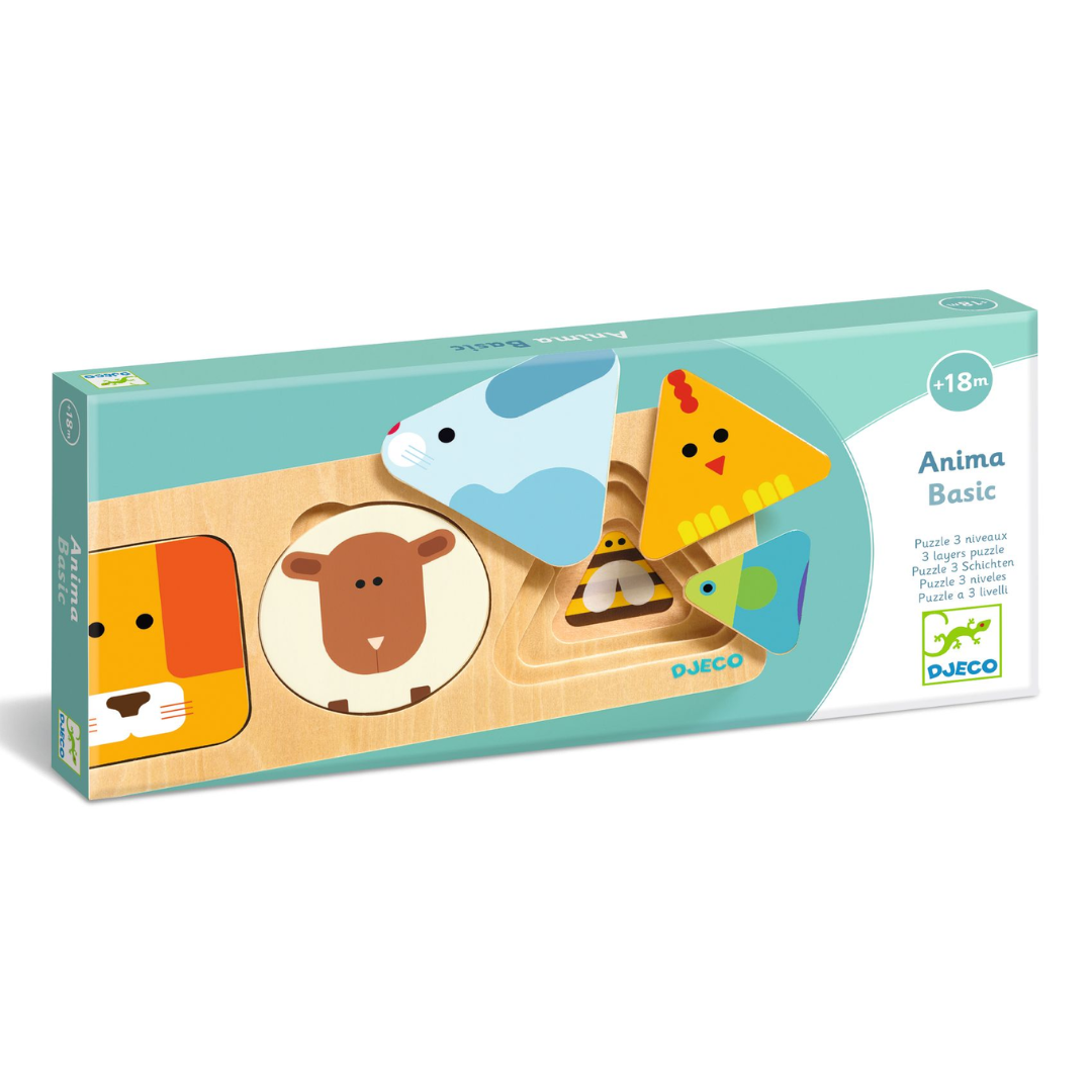 Djeco formaillesztő, formaberakó - Mini-logika, 3 rétegű - AnimaBasic