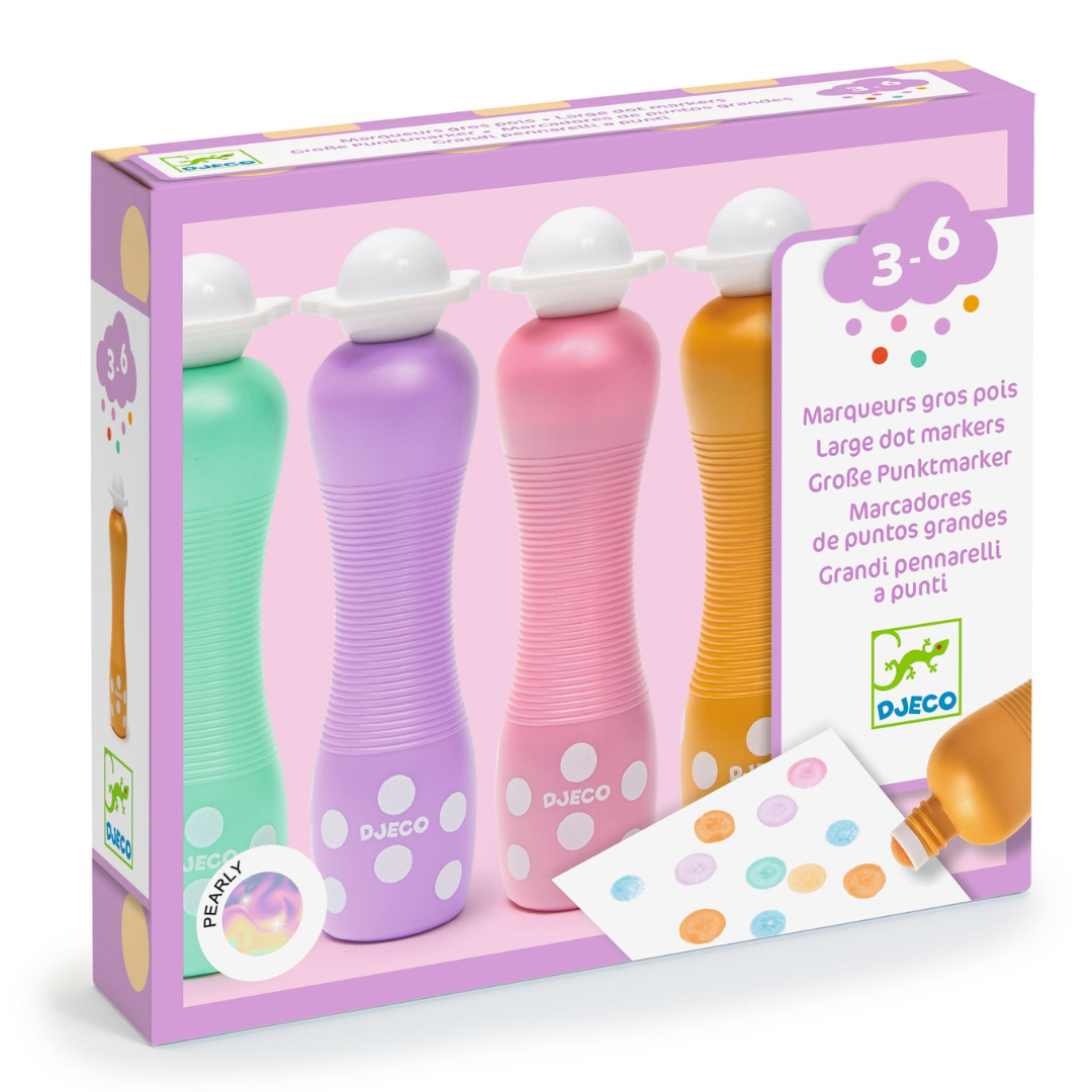 Marok filc készlet 4 gyöngyház színben - Pontozó színezés - Large dot markers