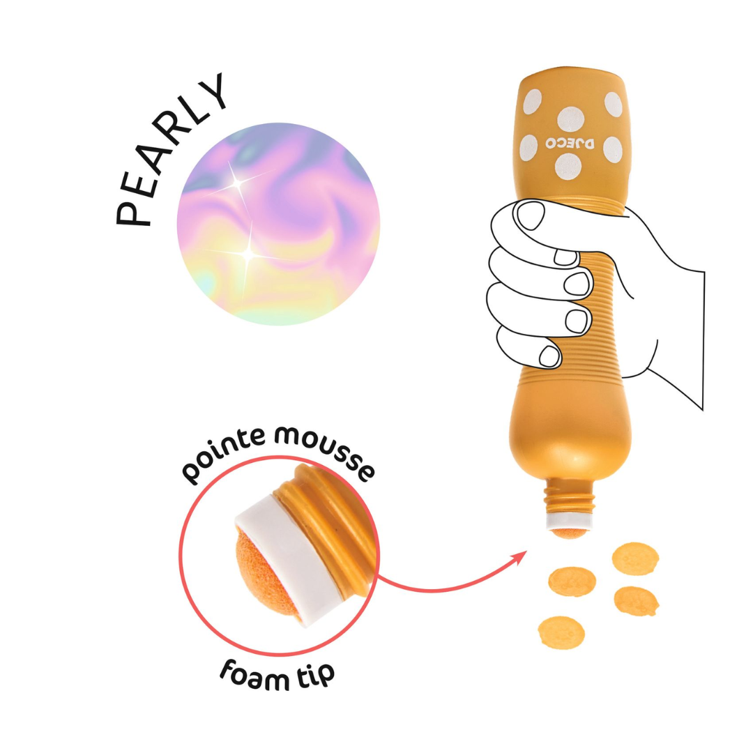 Djeco pöttyöző gyöngyházfényű marokfilc készlet 4 db színes filccel